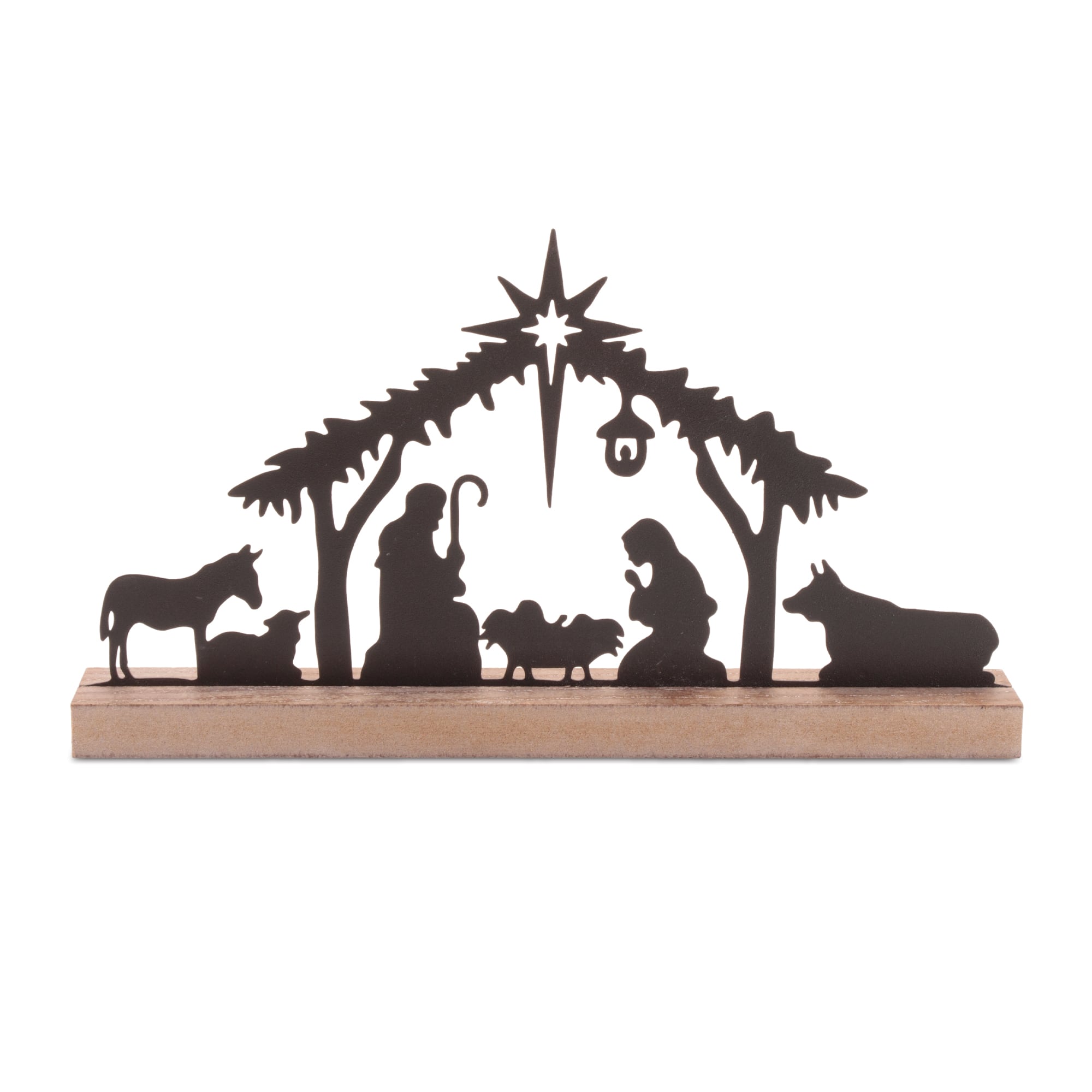 Melrose 11.75" Holy Family Nativity with Animals Silhouette Décor