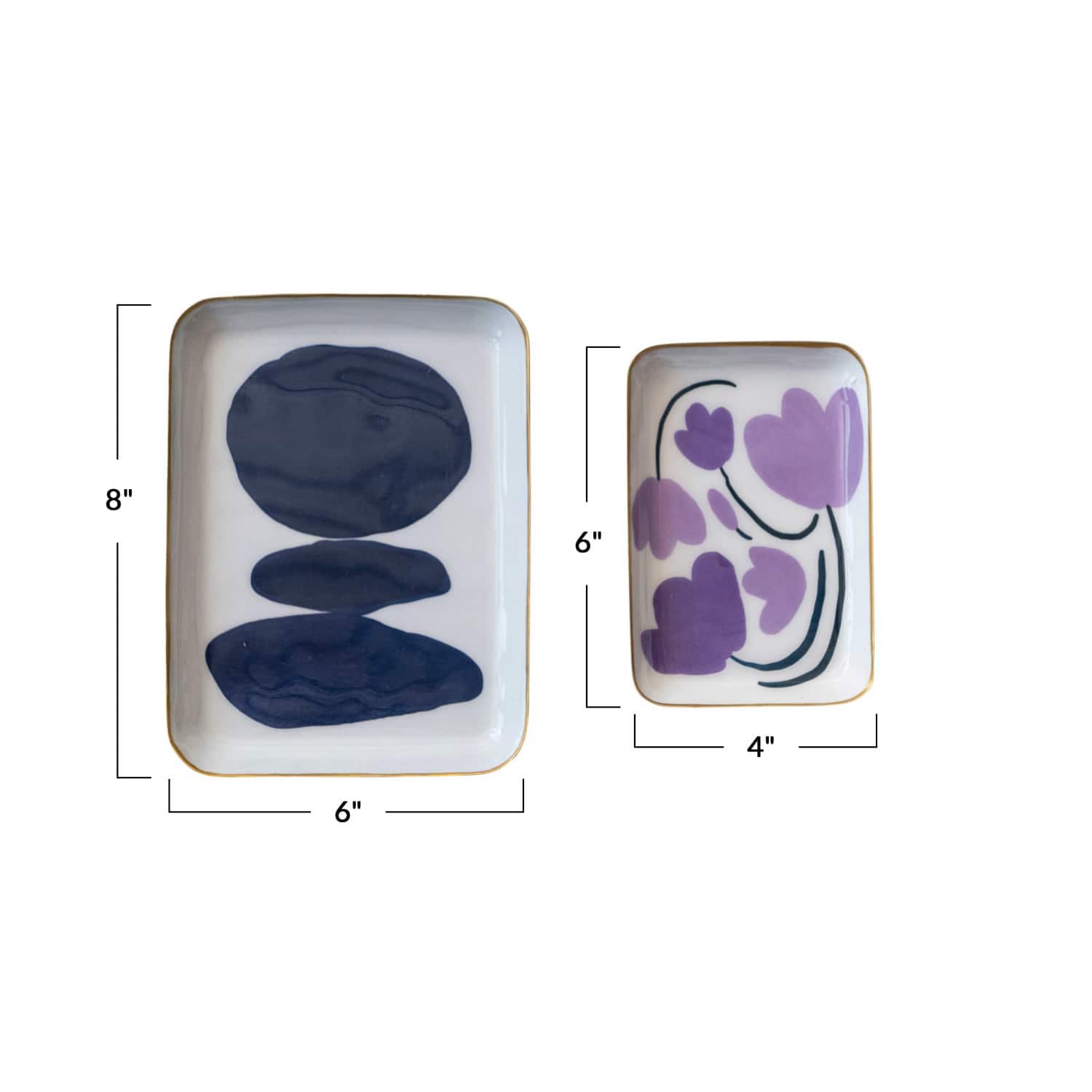 Hello Honey® Floral & Abstract Print Enameled Metal Tray, 2ct.