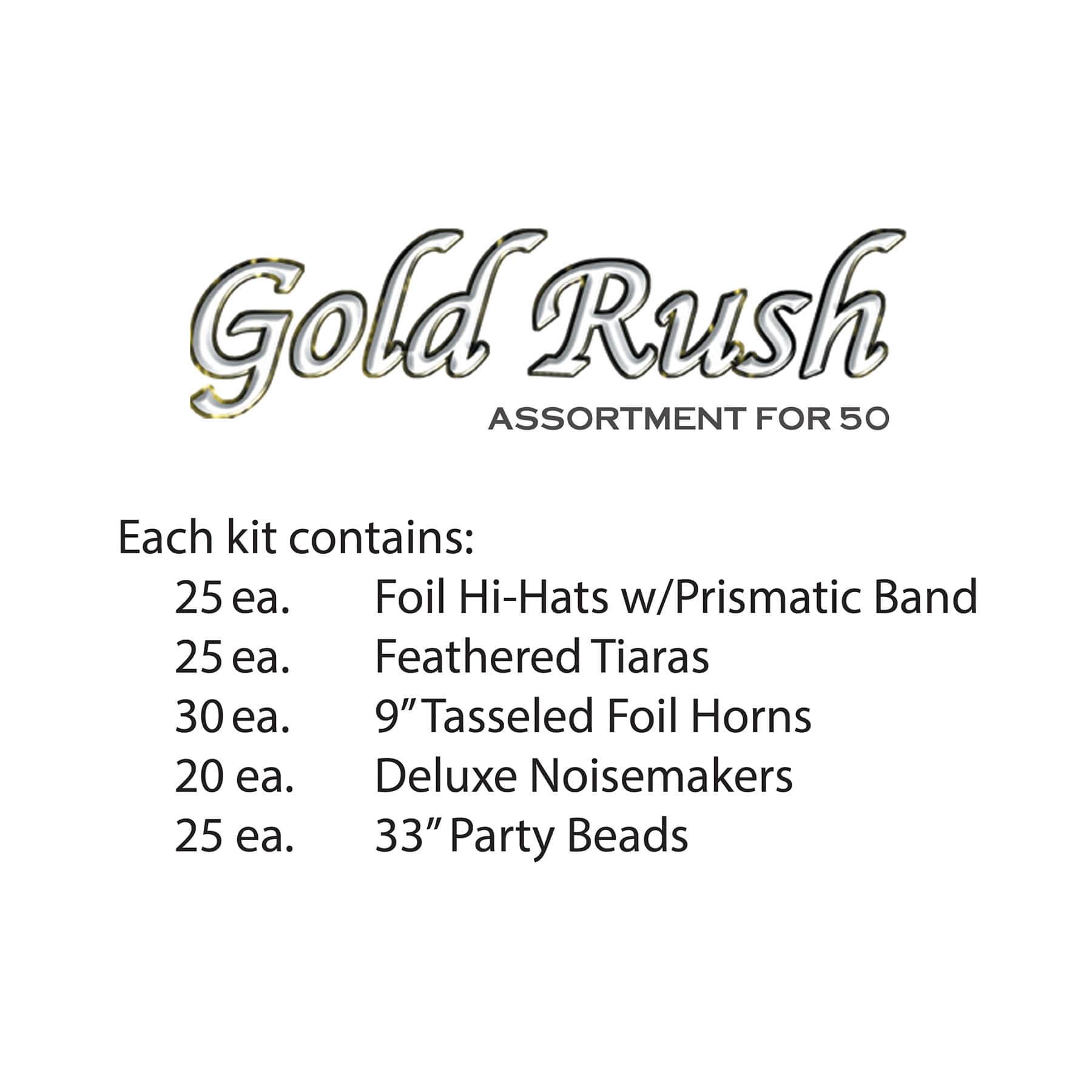 Beistle Gold & White New Year Rush Party Favor Kit for 50