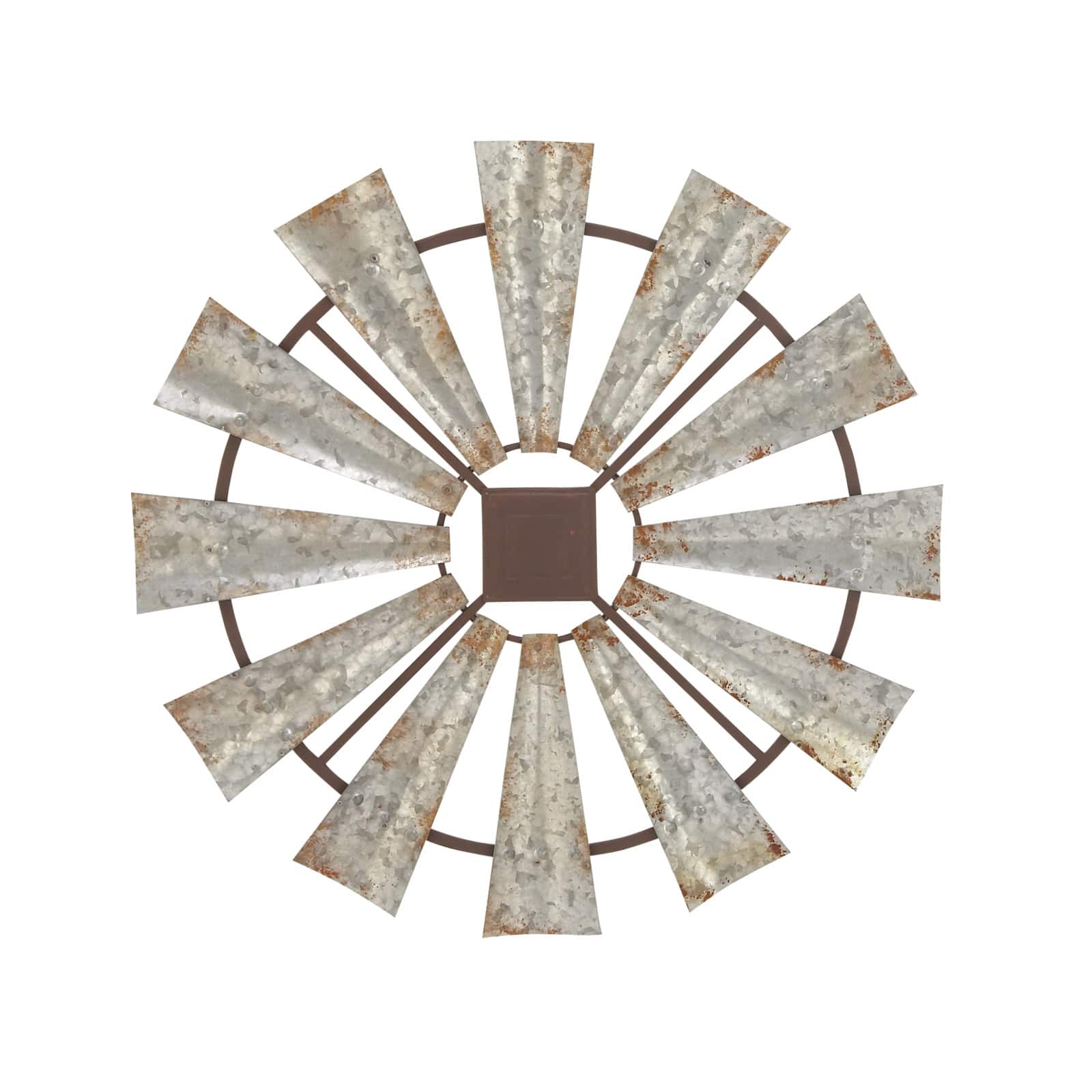 Silver Farmhouse Decorative Windmill Wall Accent