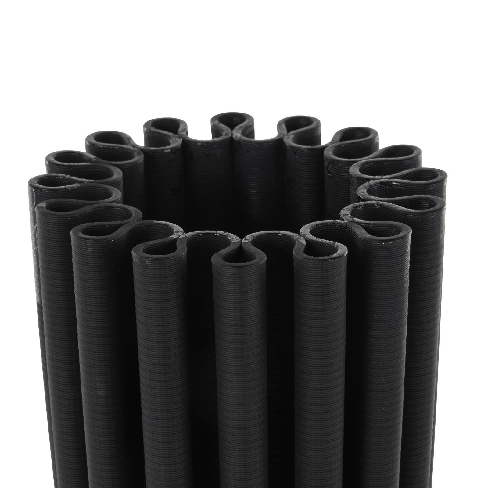 Black Abstract Dimensional Ribbed Ceramic Vase