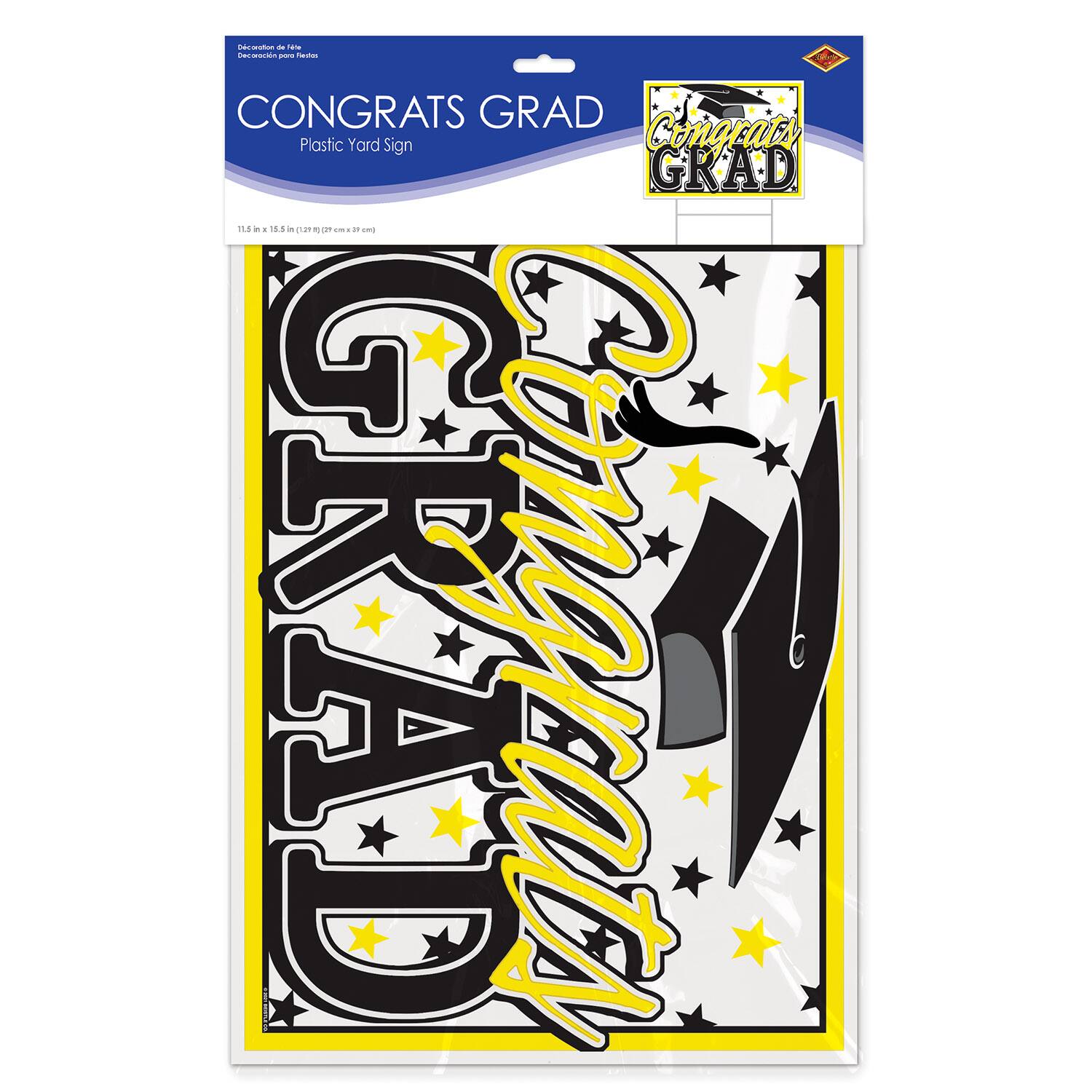 Beistle 11.5" x 15.5" Plastic Congrats Grad Yard Sign