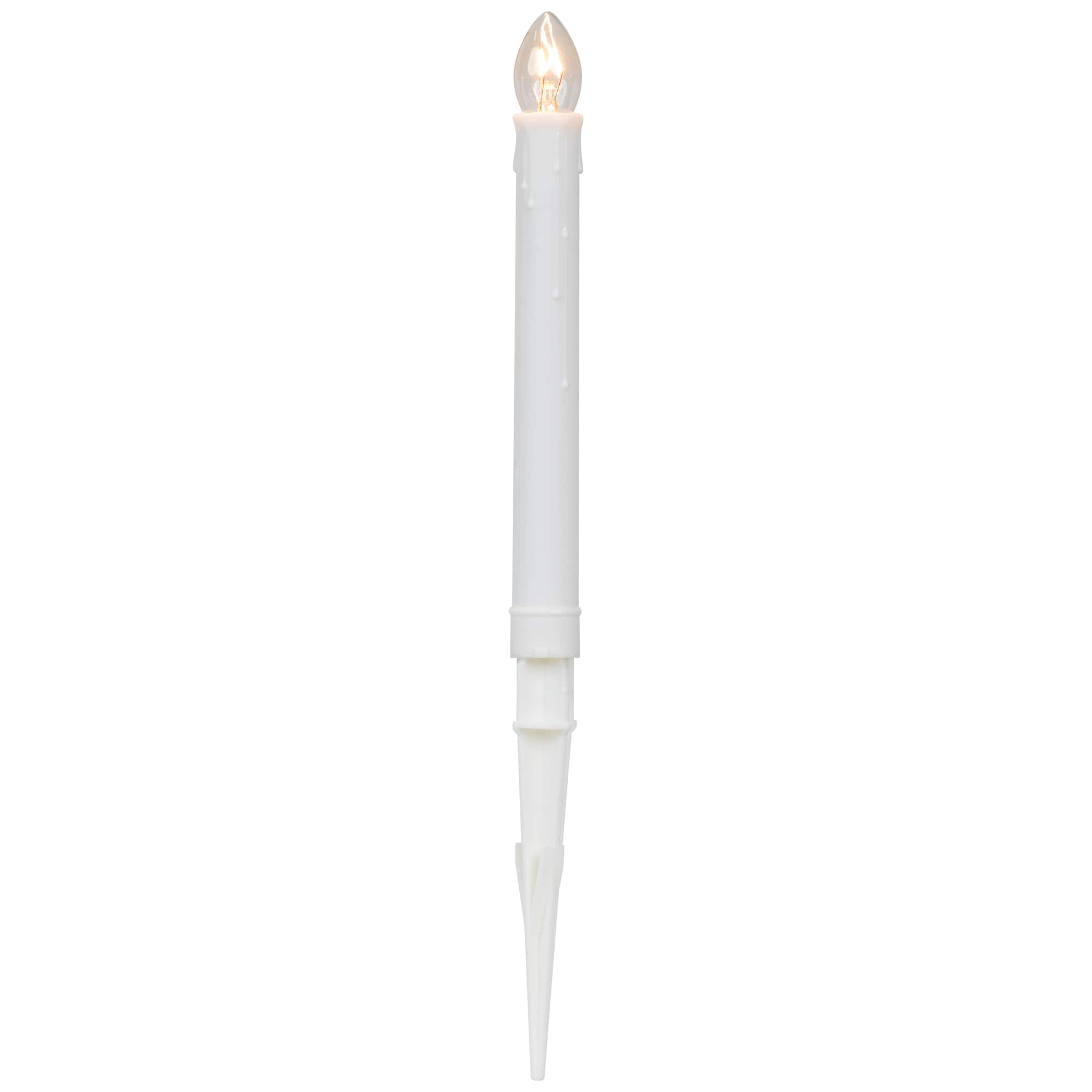 8" White C7 Candle Pathway Markers Christmas Lights With White Wire, 10ct.