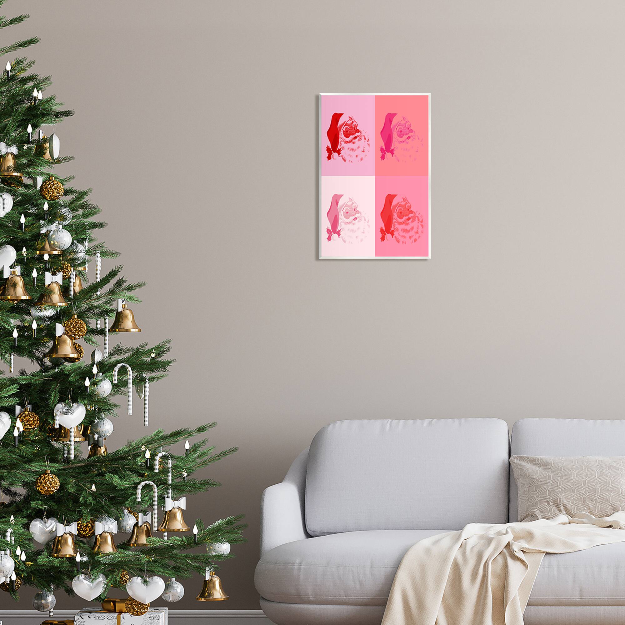 Stupell Industries Pop Style Pink Santa Claus Wall Plaque Art