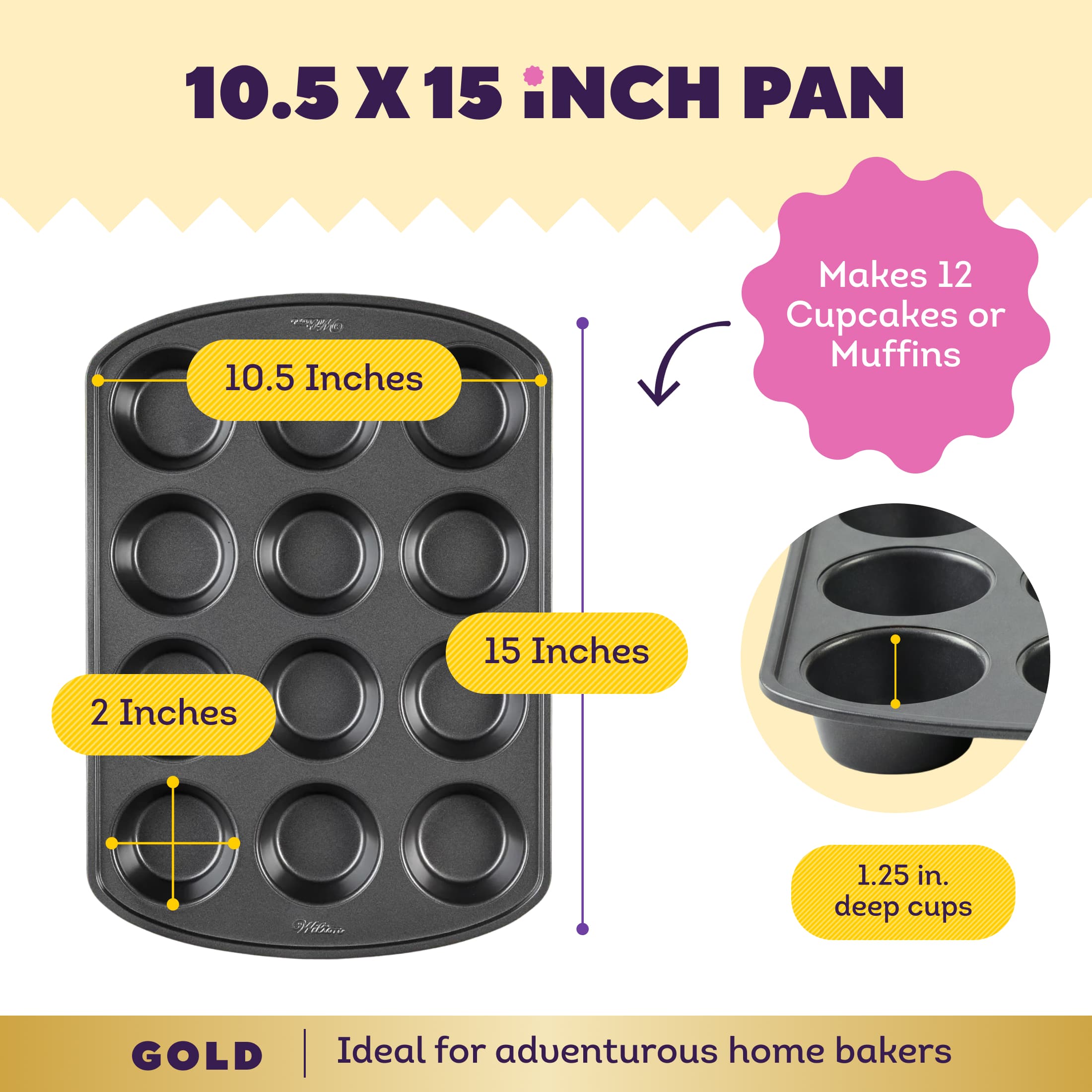 Wilton® Gold Non-Stick Bakeware 12 Cup Muffin Pan