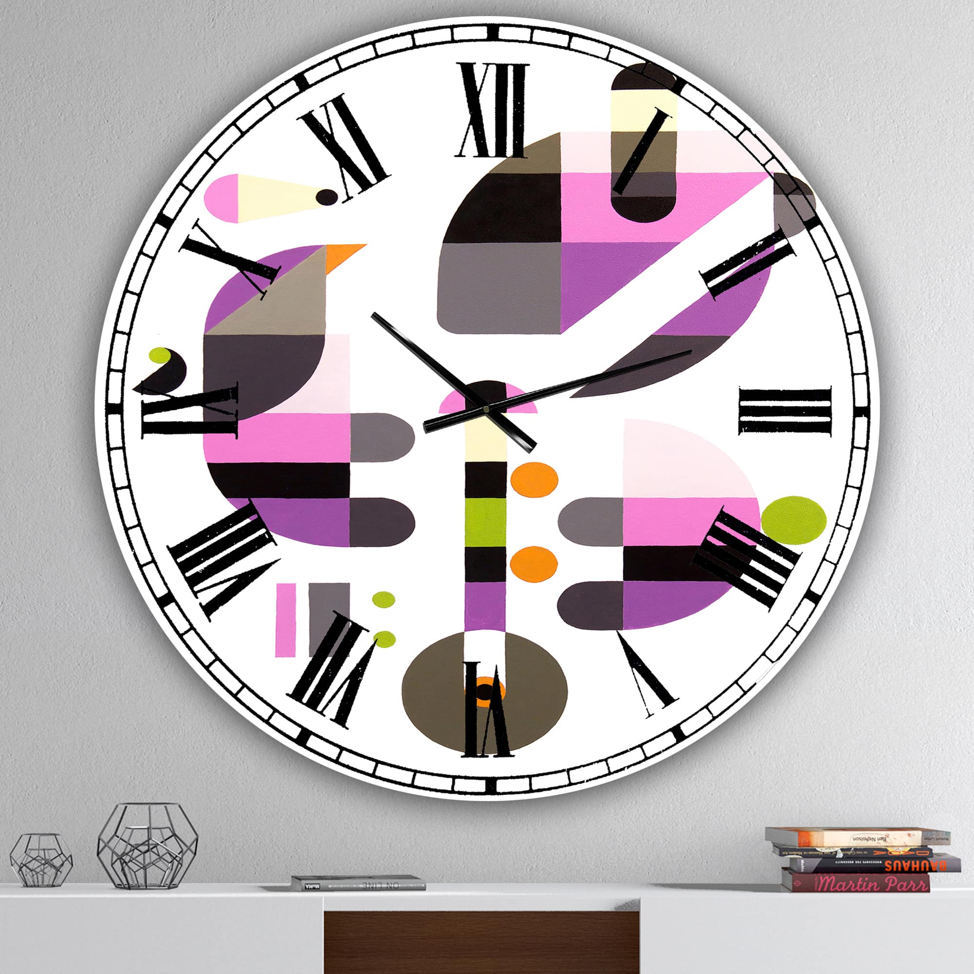 Designart 'Concerto For Birds Oversized Mid-Century Wall Clock