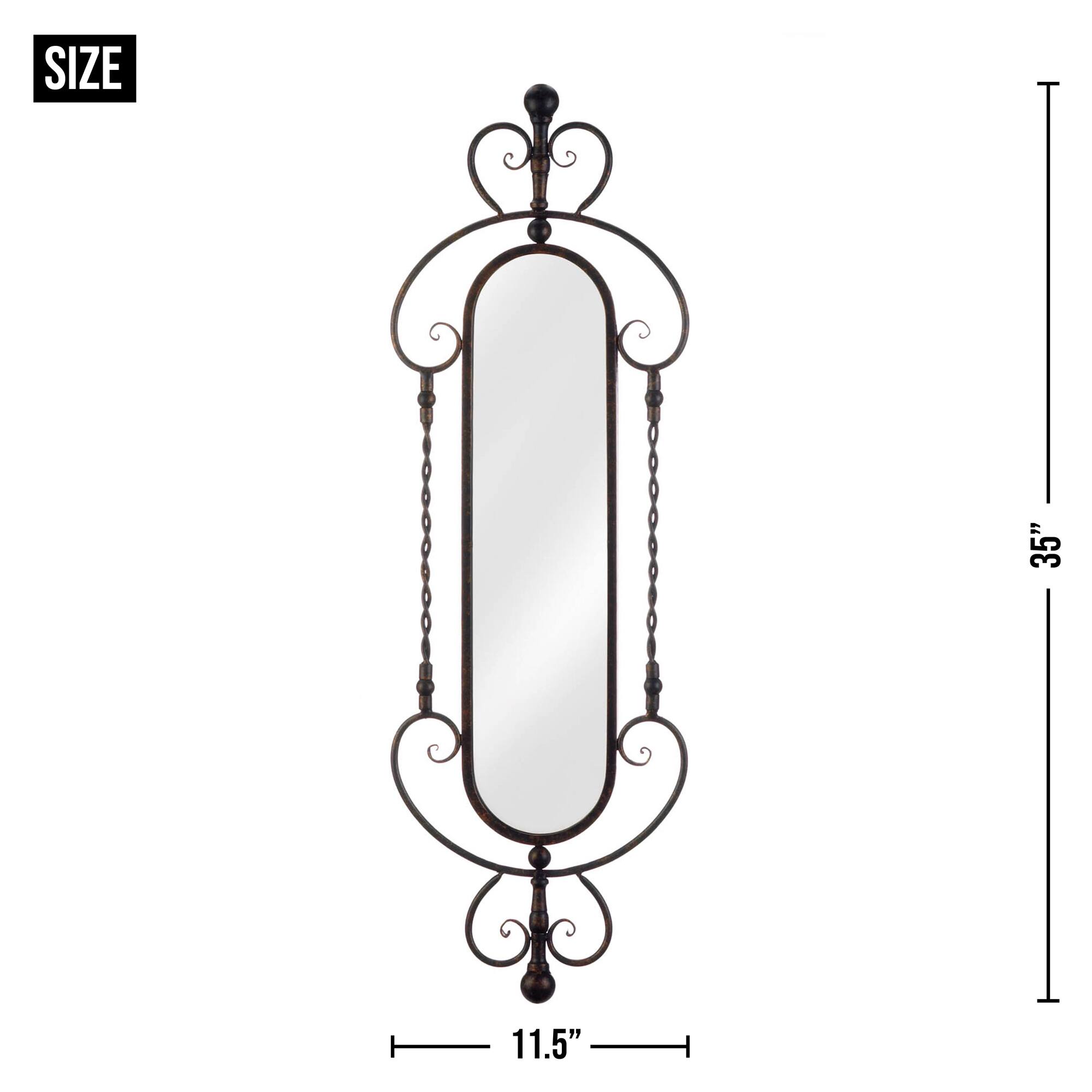 35" Scroll & Chain Oval Wall Mirror