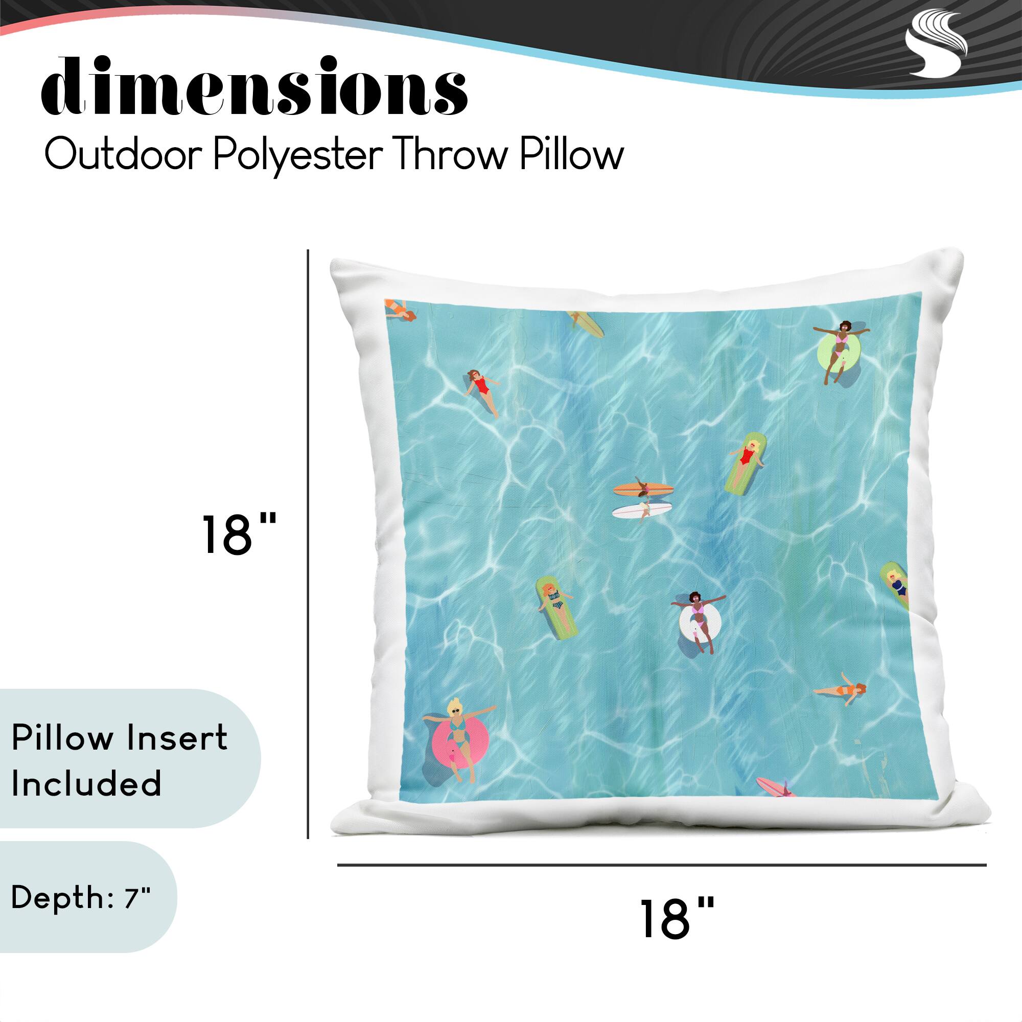 Stupell Industries 18" x 18" Relaxing Summer Beach Swimming Outdoor Print Throw Pillow