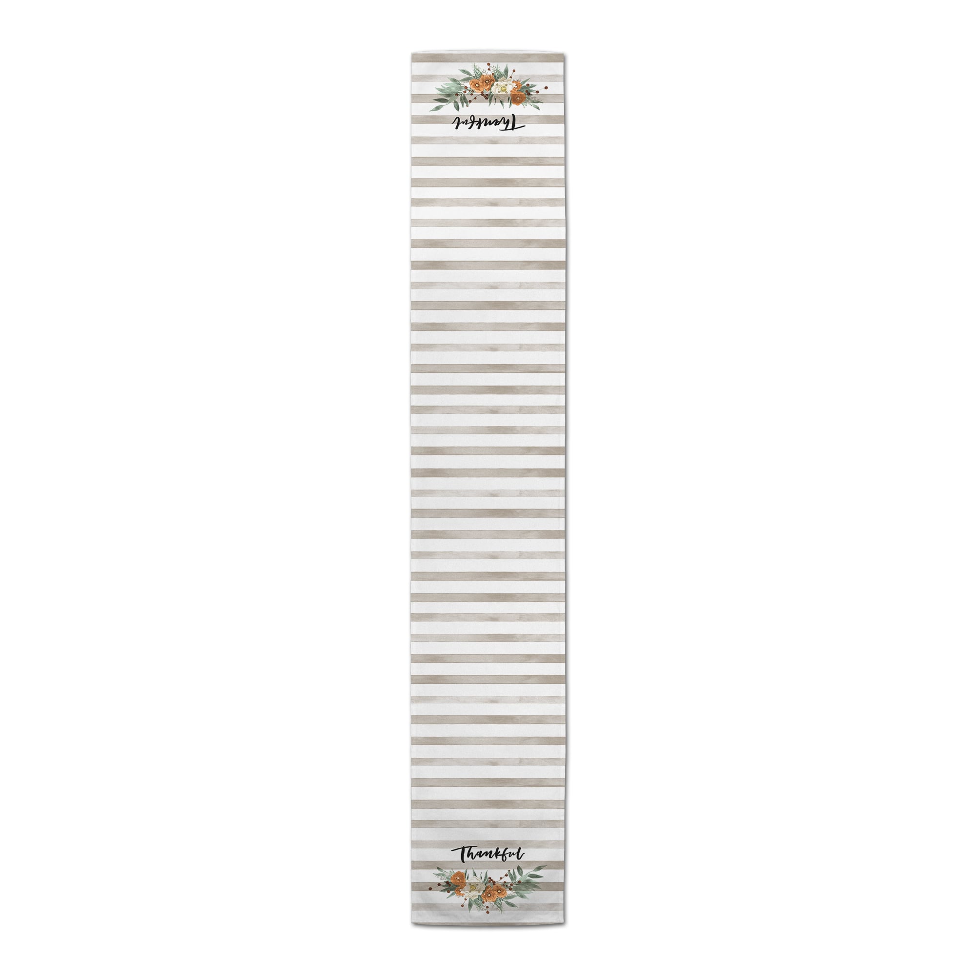 72" Striped Floral Thankful Poly Twill Table Runner