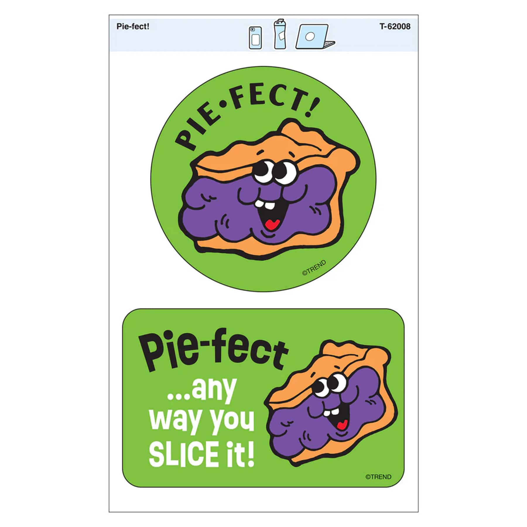 TREND Enterprises® Pie-fect! Vinyl Stickers, 2 Per Pack, 6 Packs