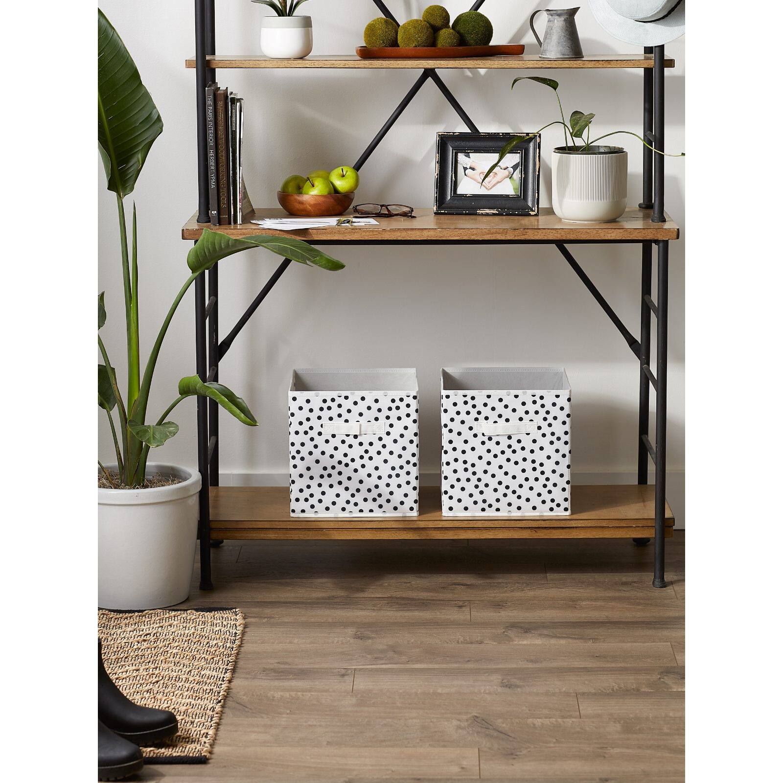 DII® 11" Black & White Dots Storage Cube, 2ct.