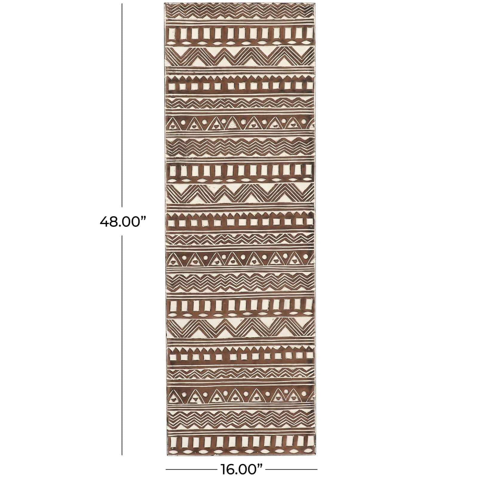 48" x 16" Brown Wood Handmade Intricately Carved Tribal Wall Décor