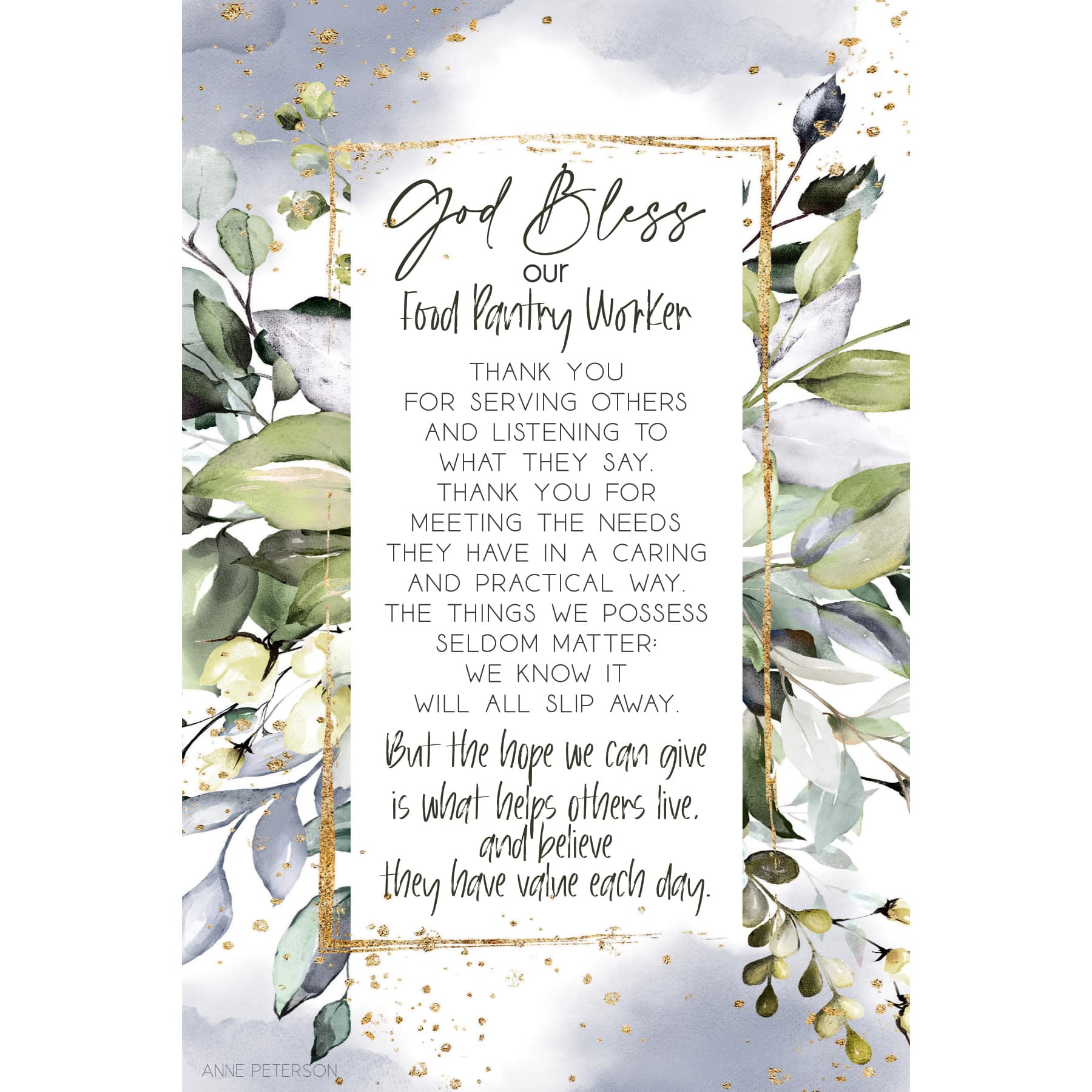 God Bless Food Pantry Worker Inspirational Wood Plaque