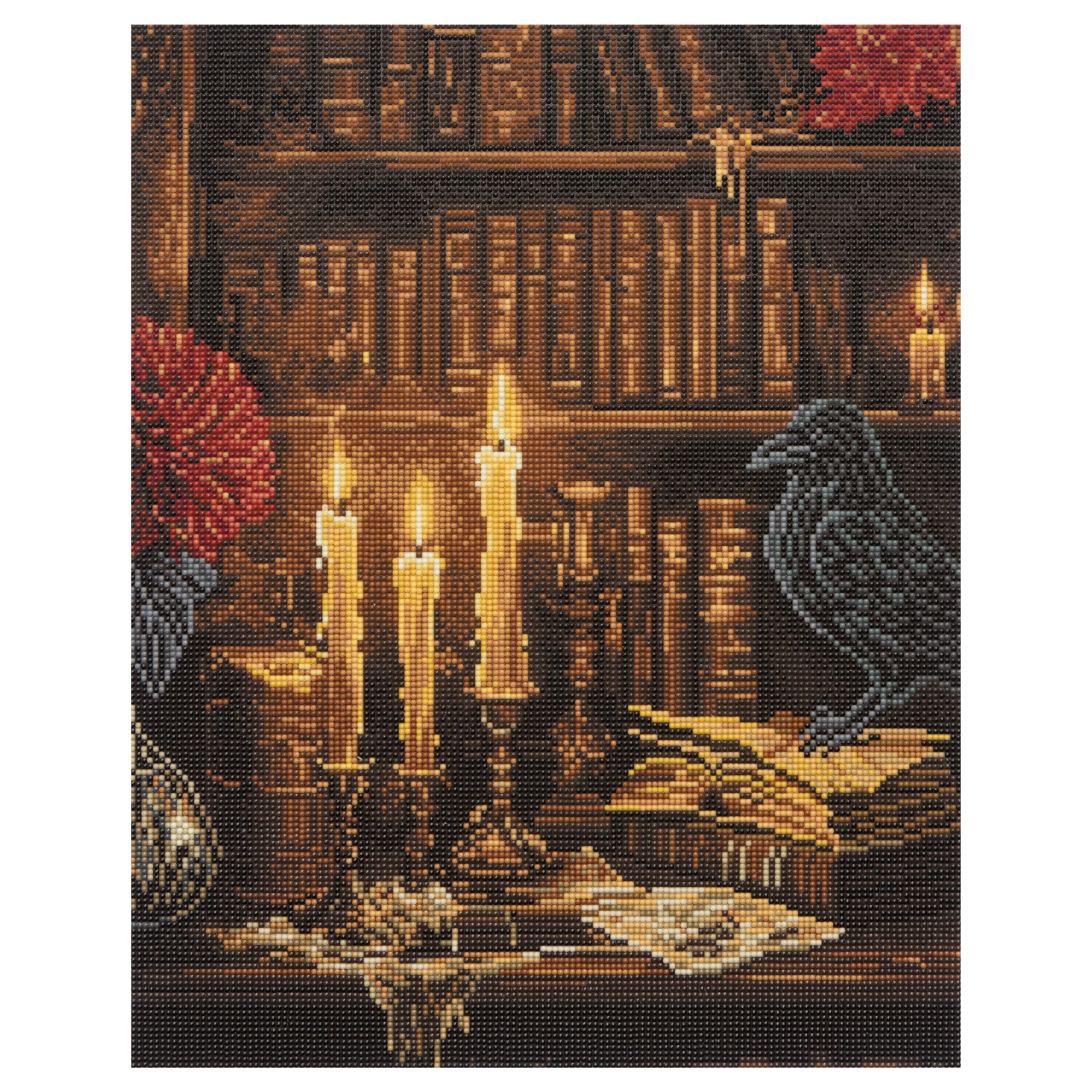 16" x 20" Candlelit Bookcase Diamond Art Kit by Make Market®
