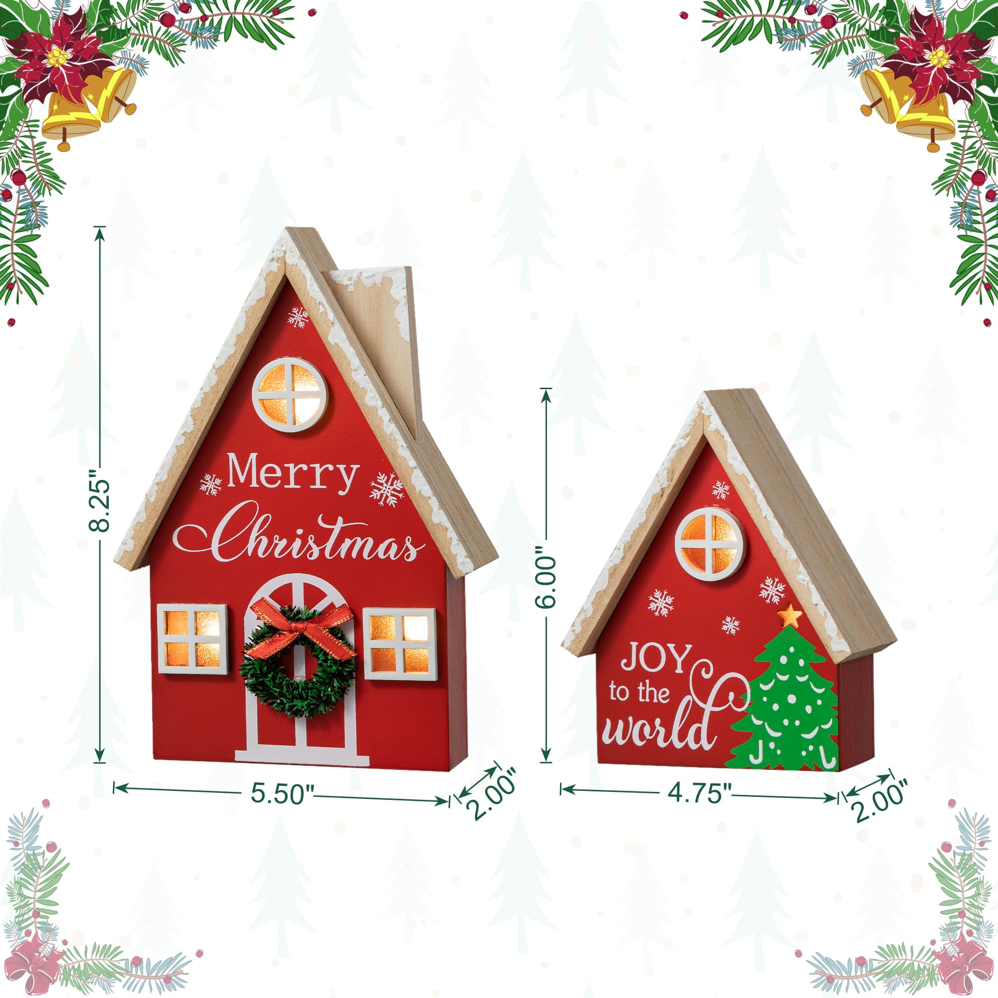 Glitzhome® Christmas Lighted Wooden House Table Décor Set