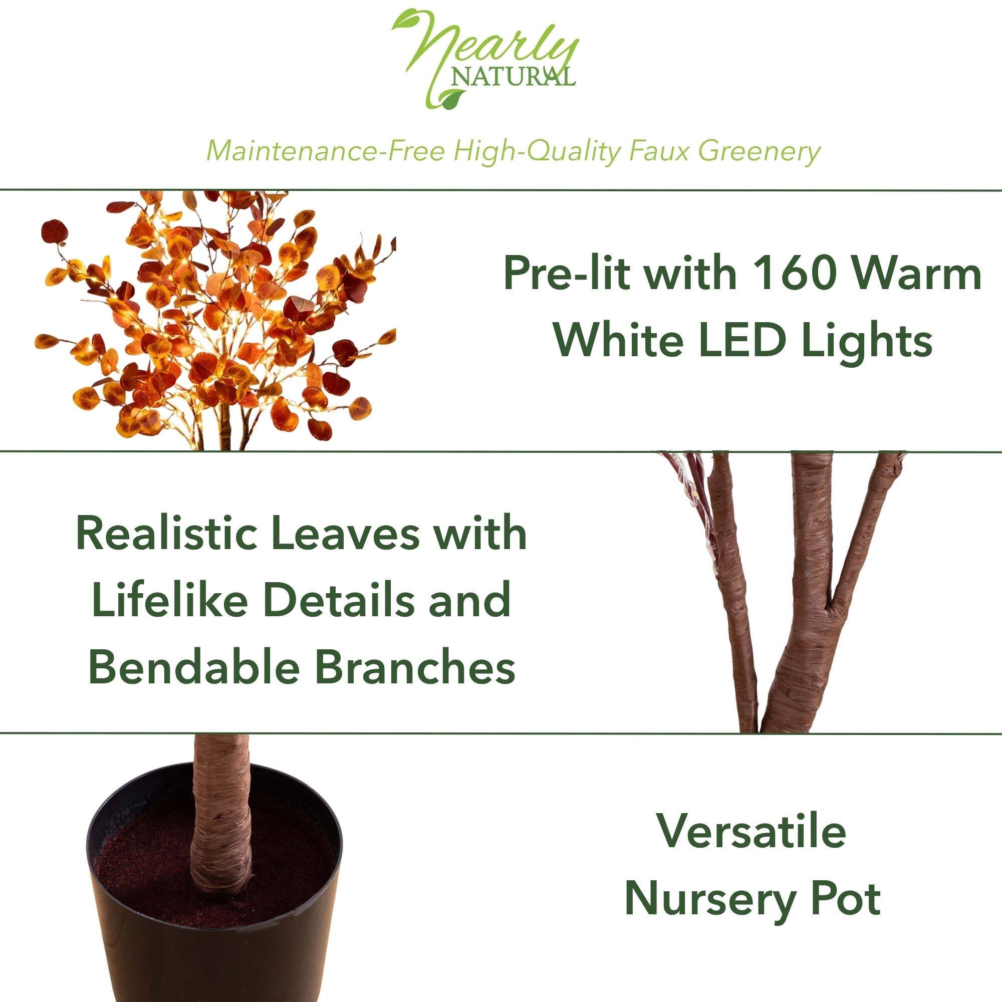 4ft. Pre-Lit LED Autumn Eucalyptus Artificial Fall Tree