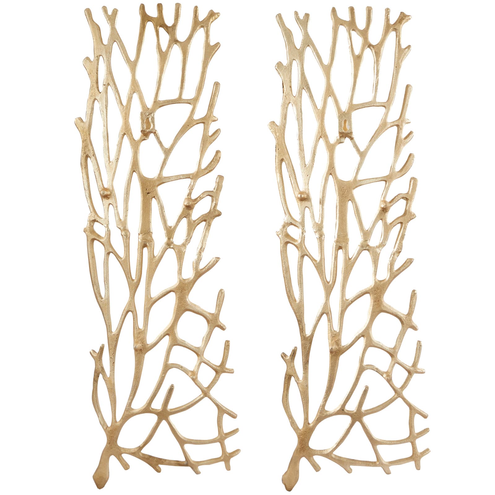 Gold Aluminum Inspired Coral Wall Decor Set of 2 11", 33"