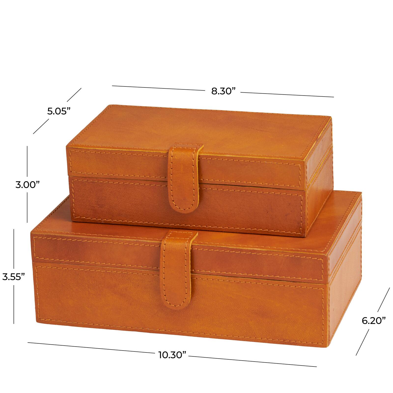 Brown Leather Storage Box Set