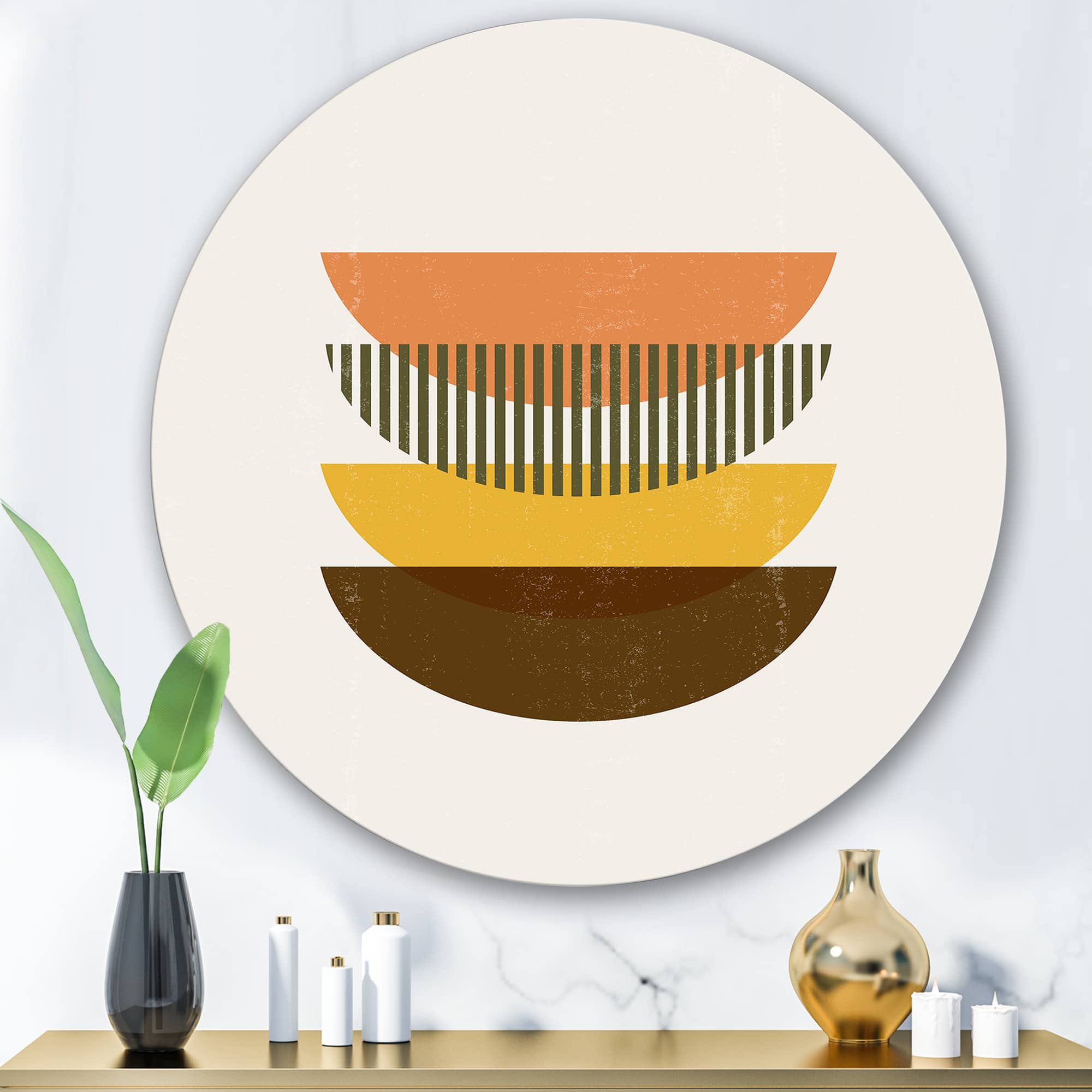 Designart - Abstract Geometric Half Moons In Earth Tones