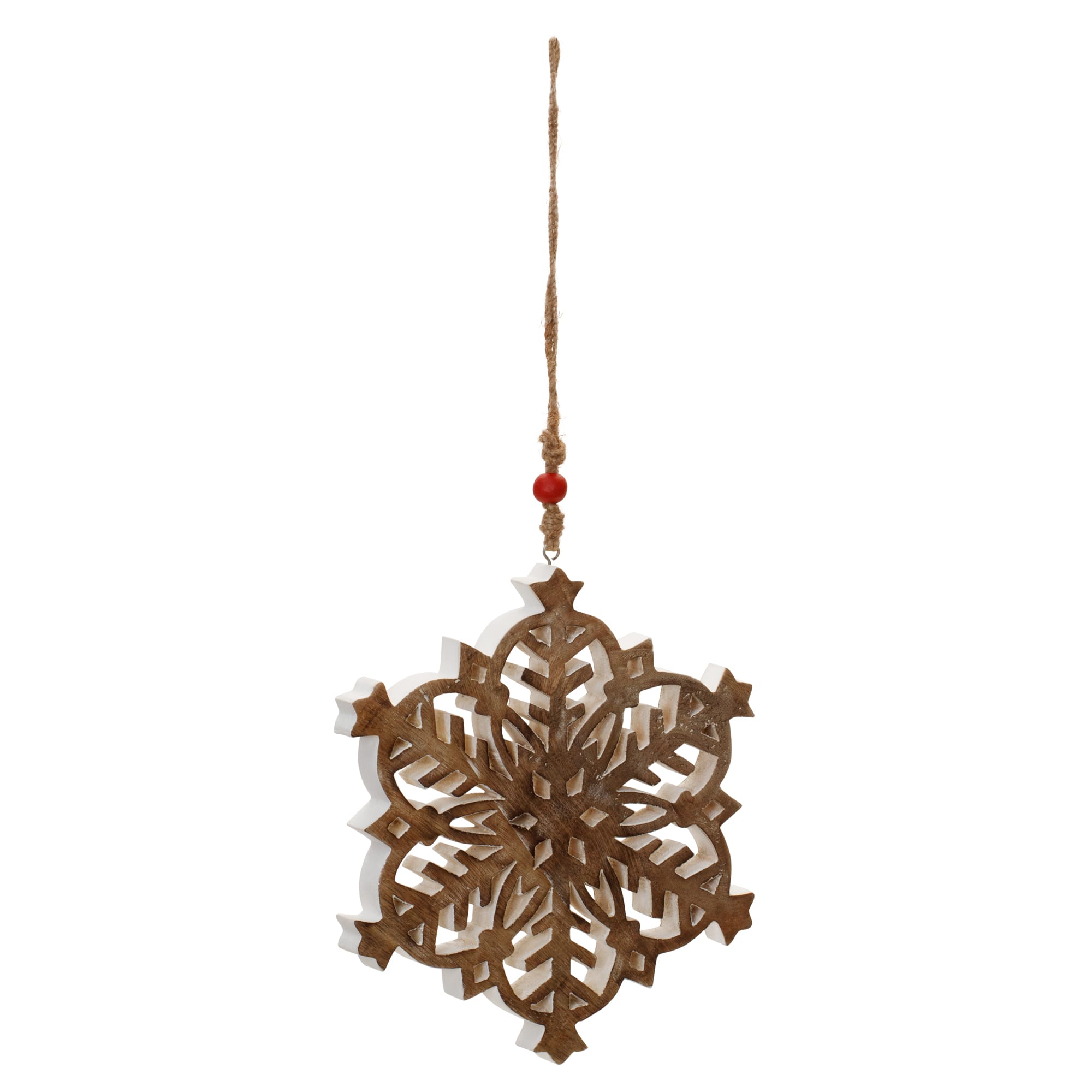 10" Snowflake Cut-Out Mango Wood Ornaments, 4ct.