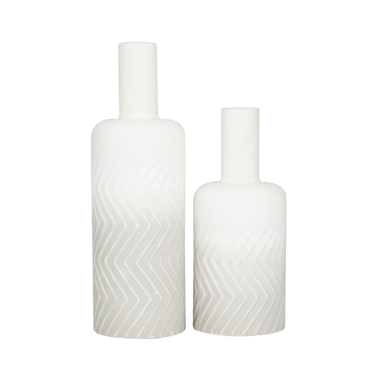 White Metal Modern Vase Set
