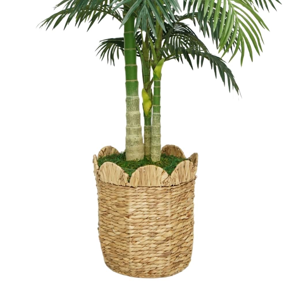 House of Silk Flowers 84" Golden Cane Palm in Natural Hyacinth Basket