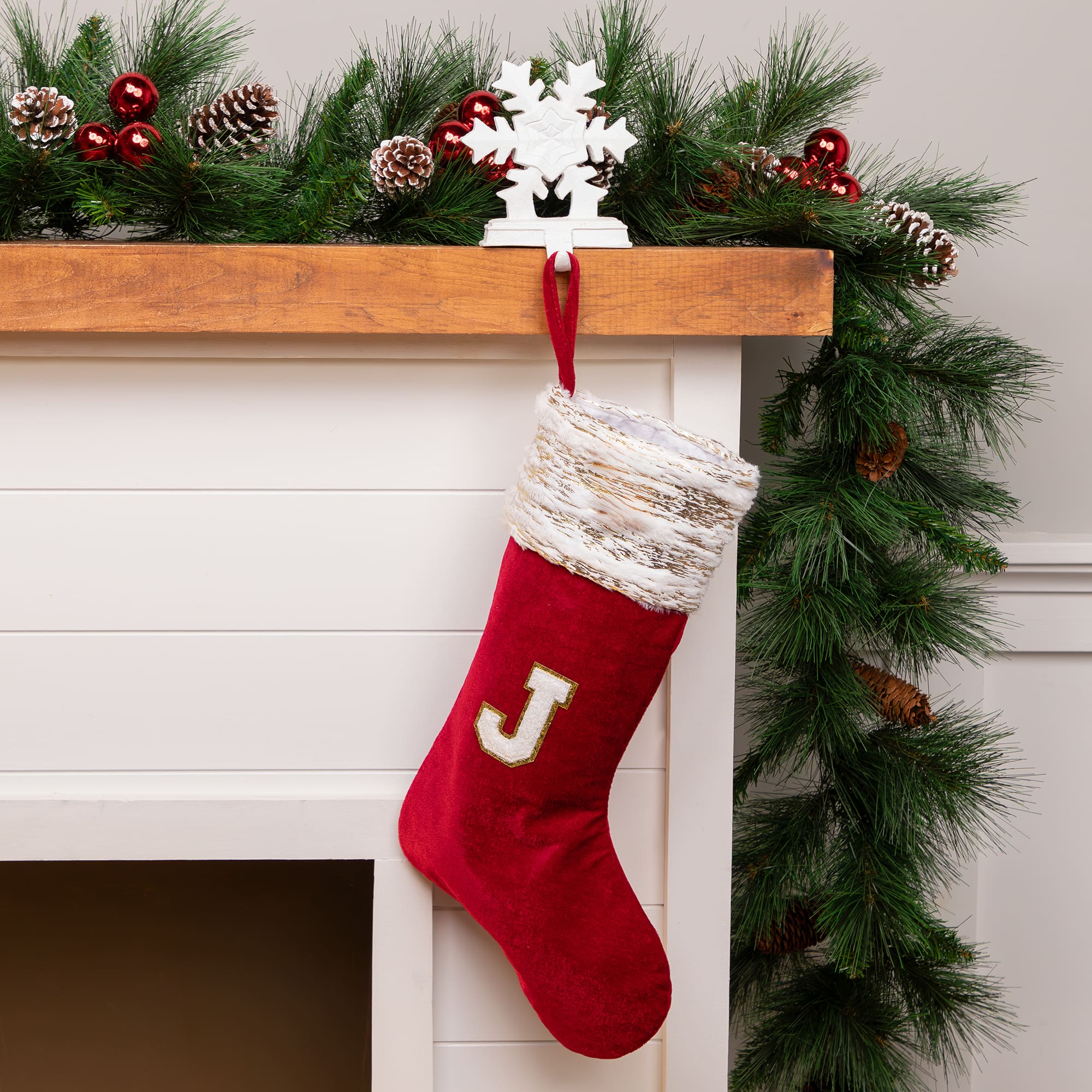 Velvet JOY Christmas Stockings - 20"- Red - Set of 3