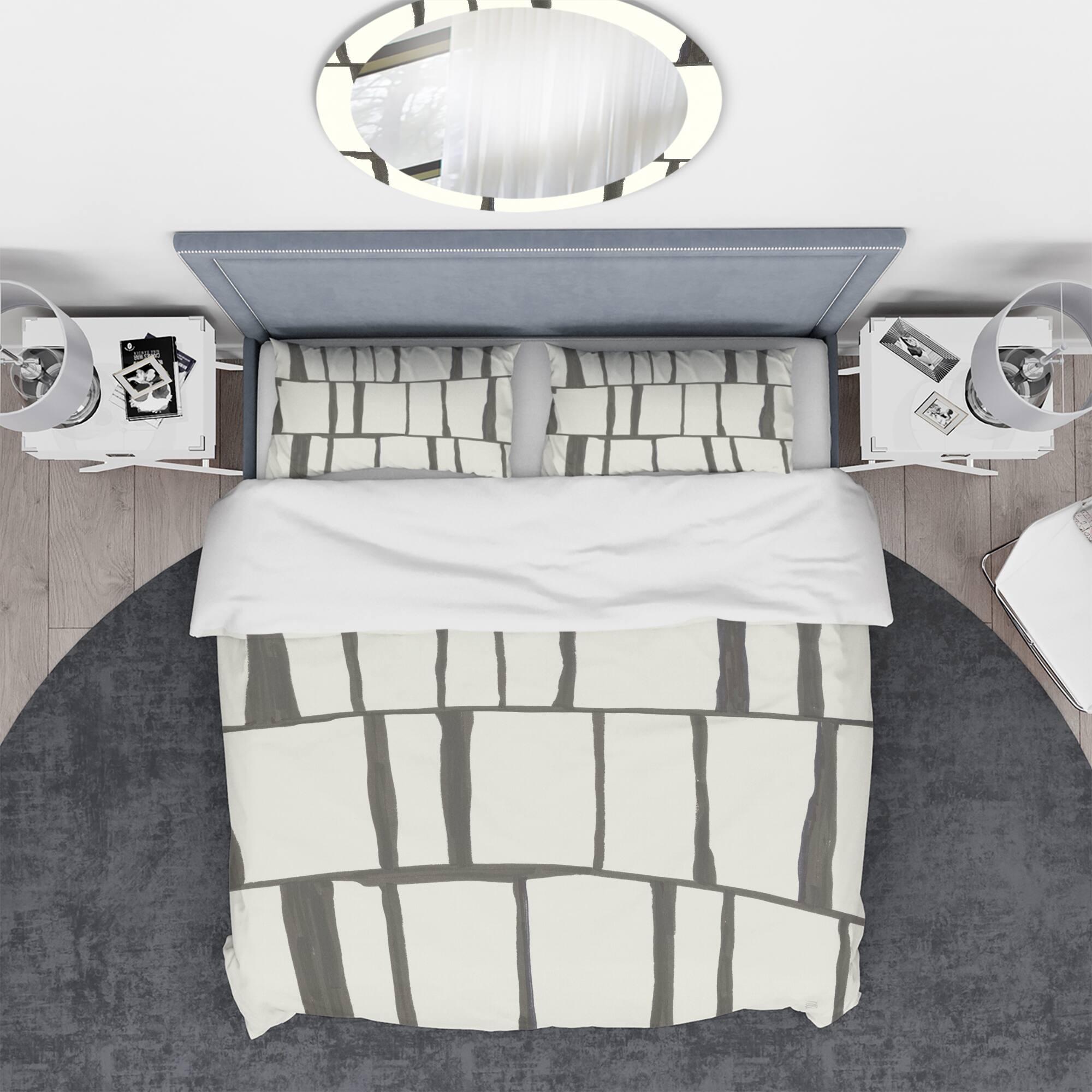 Designart 'minimalist black and white I' Geometric Bedding Set - Duvet Cover & Shams
