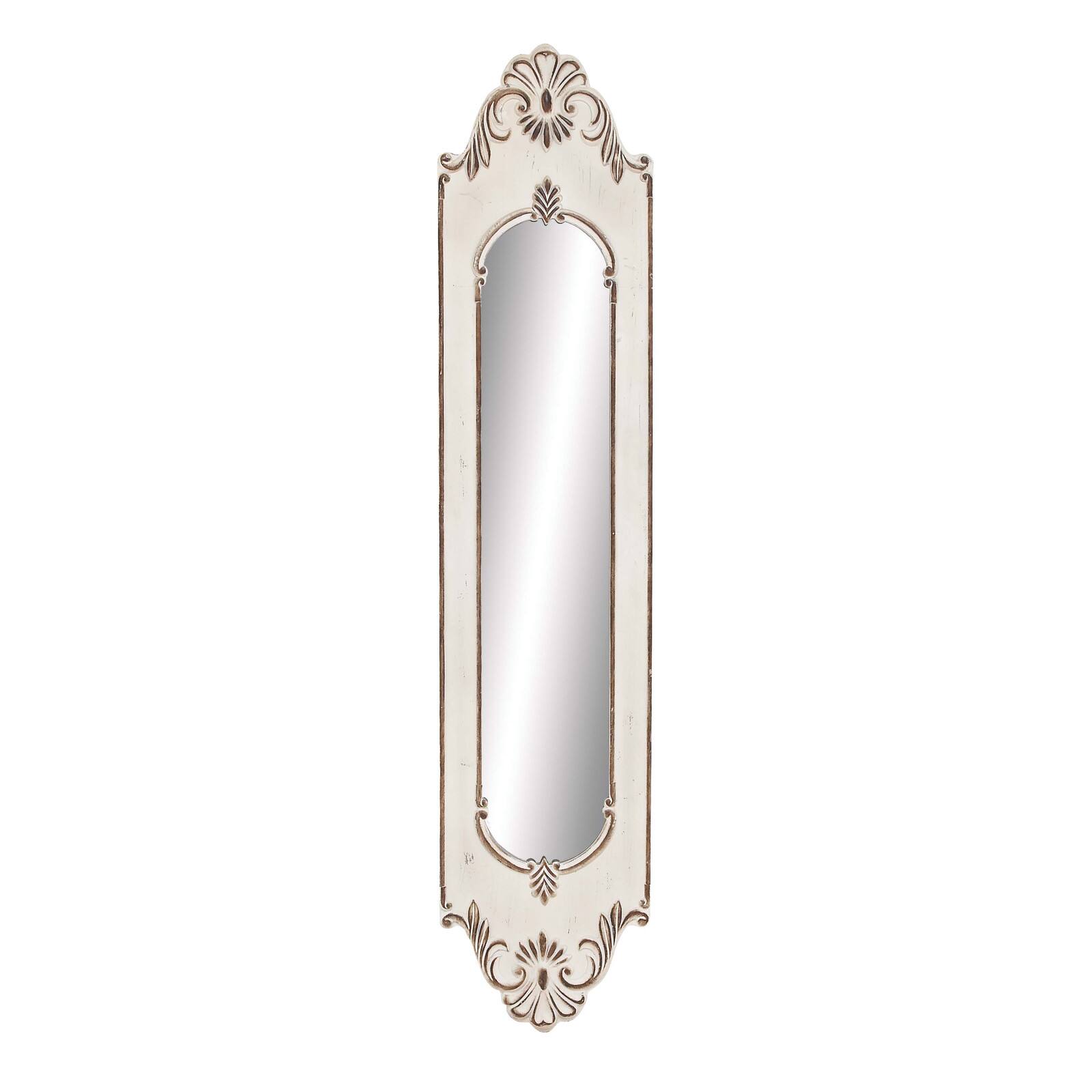 White Vintage Wood Wall Mirror, 72" x 16"