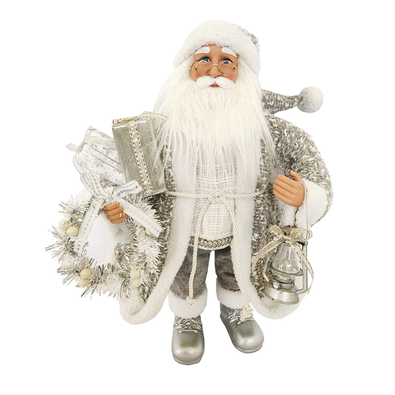 24" Silver Tidings Santa Claus Decoration