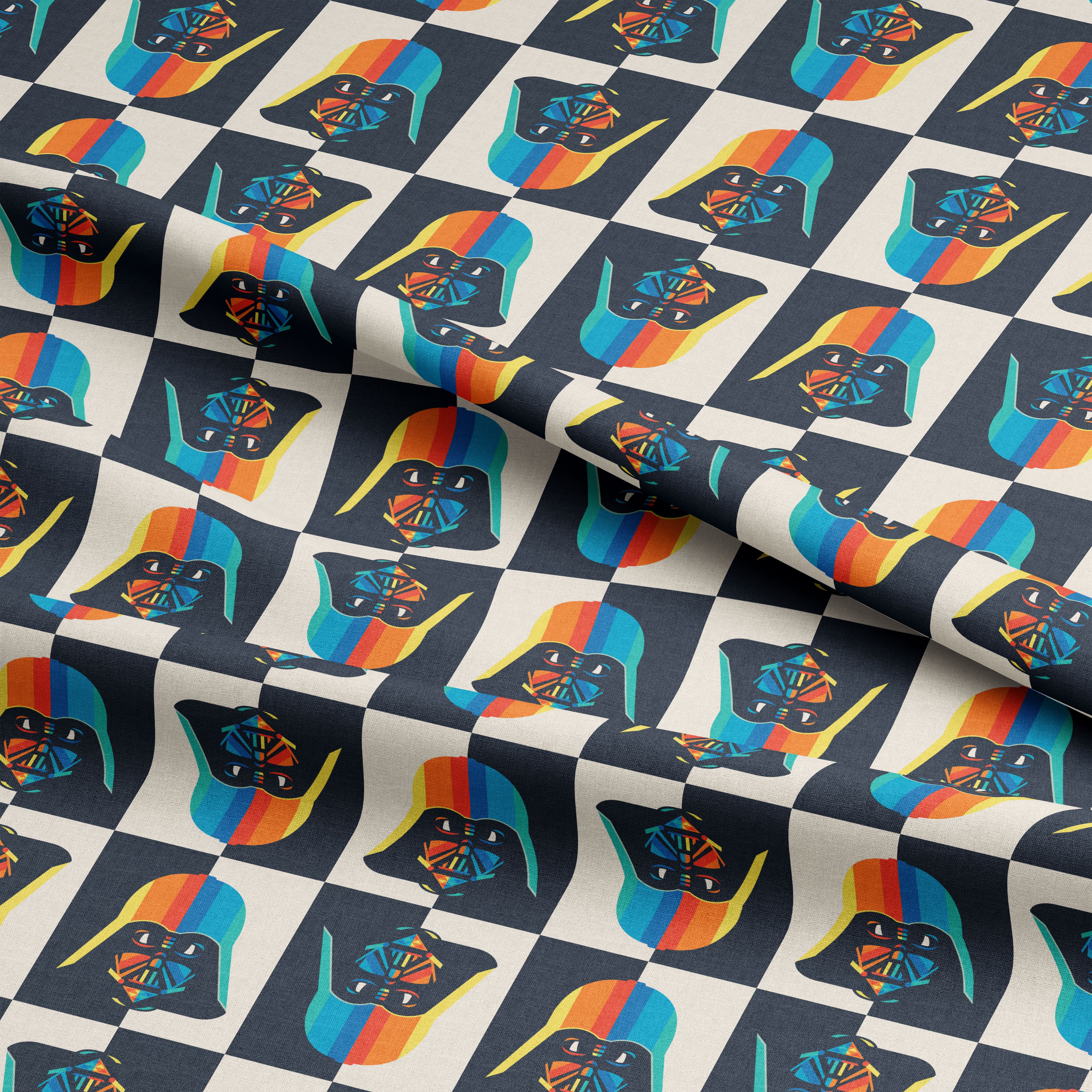 Star Wars™ Rainbow Darth Vader™ Squares Cotton Fabric