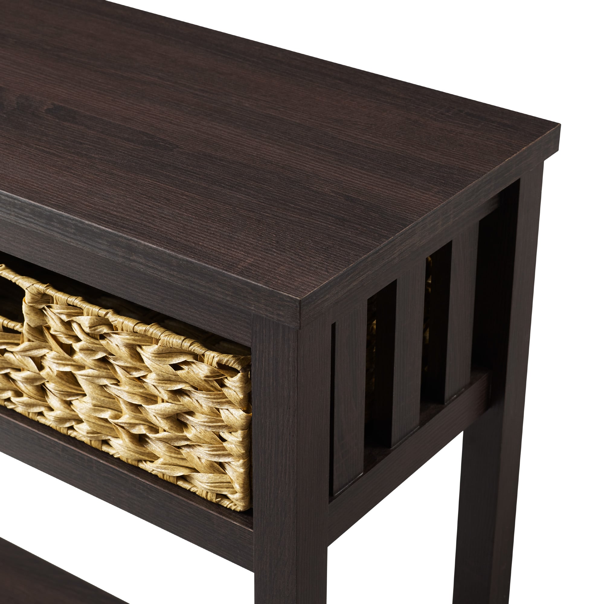 Walker Edison Espresso Mission Storage Entry Table