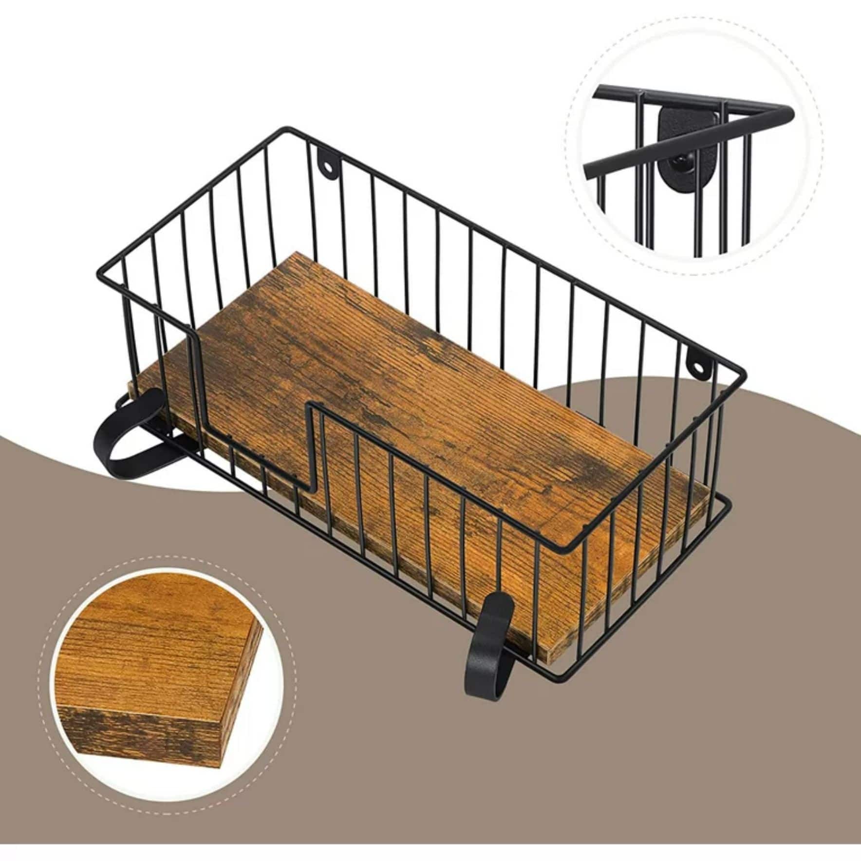 NEX™ Black Wall-Mounted Y-Leg Ironing Board Hanger with Storage Basket