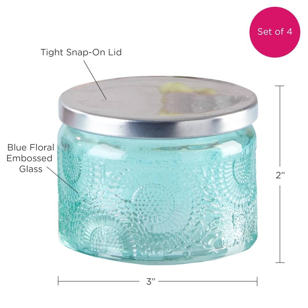 Kate Aspen® Garden Blooms Blue Glass Tea Light Holder, 4ct.