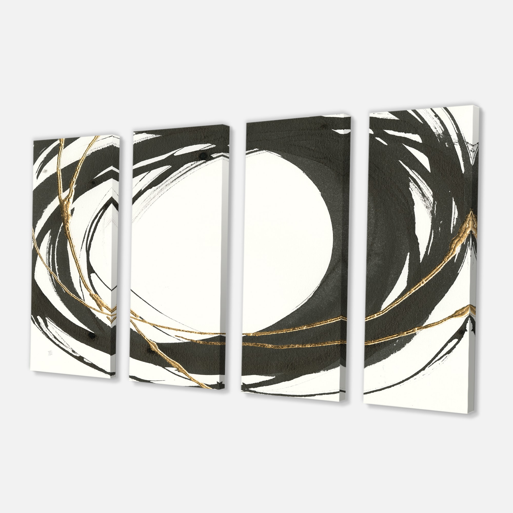 Designart - Gold Glamour Circle II - Posh & Luxe Premium Canvas Wall Art