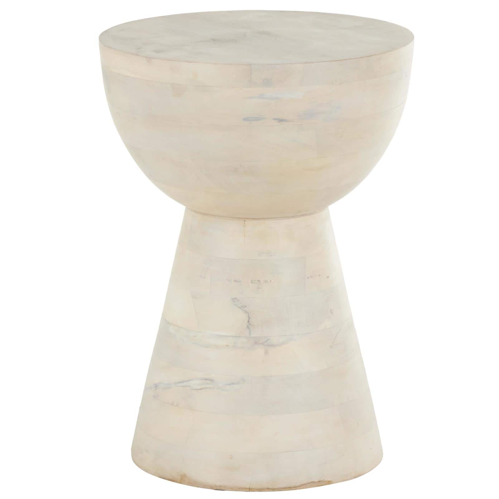 18.25" Cream Mango Wood Accent Table