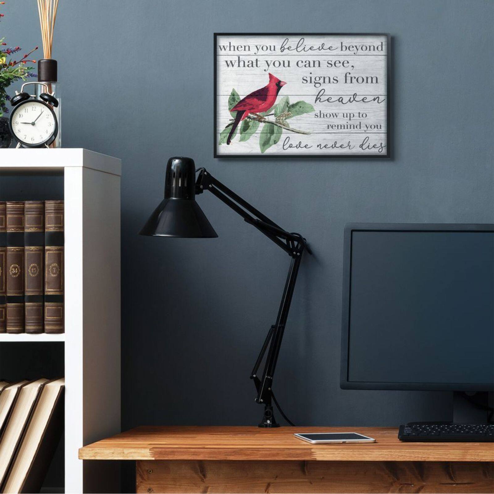 Stupell Industries Love Never Dies Cardinal Wall Art in Frame