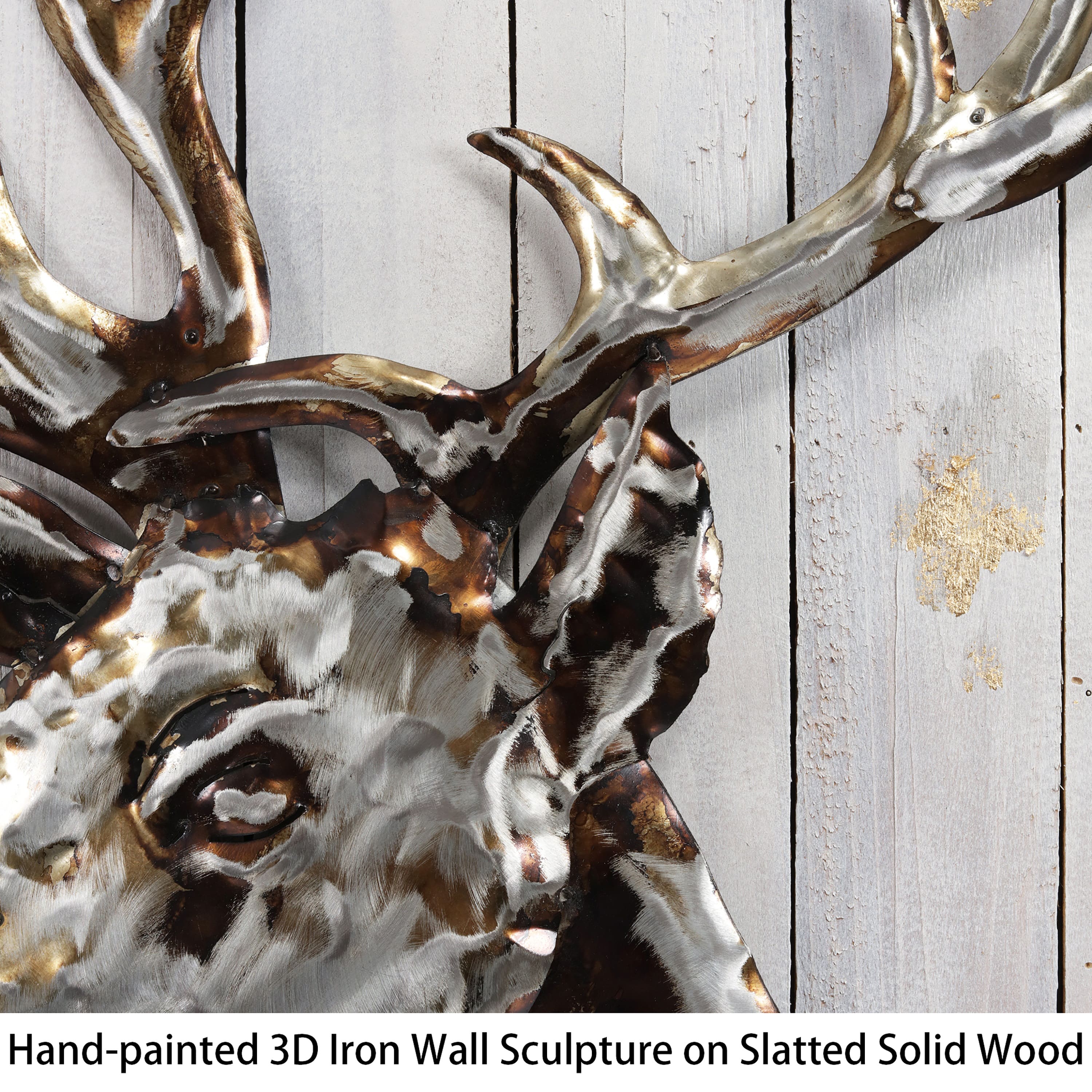 Empire Art Direct 40" x 30" Deer 2 Framed Metal Wall Sculpture