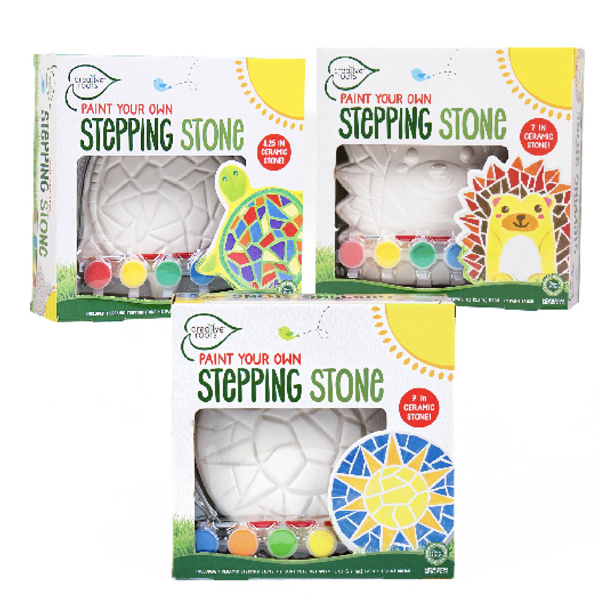 Creative Roots® Paint Your Own Stepping Stones Multipack with Turtle, Hedgehog & Sun Stepping Stones