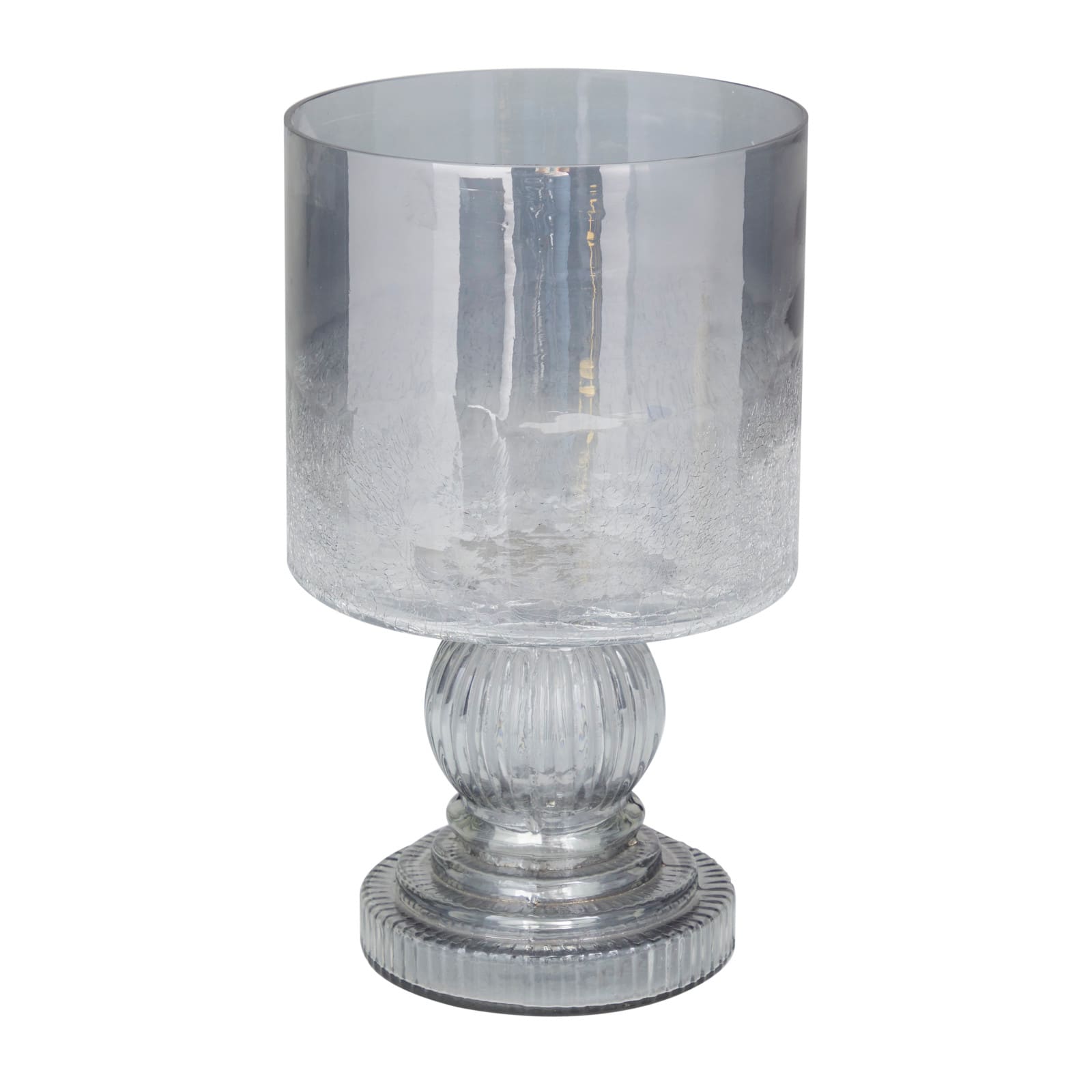 Black Glass Traditional Candle Holder, 10" x 6" x 6"