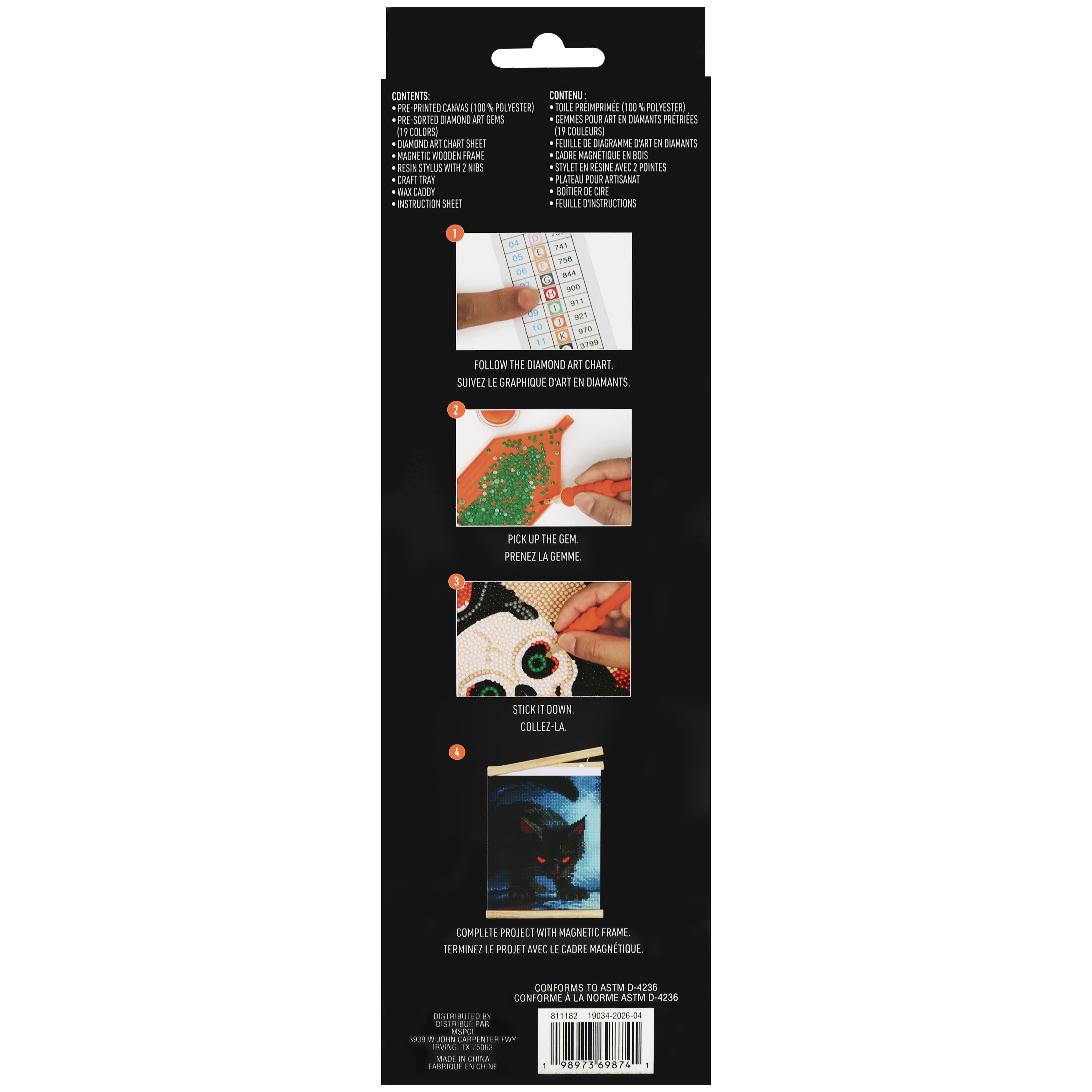 8" x 10" Black Cat Diamond Art Kit with Magnetic Wood Frame by Make Market®