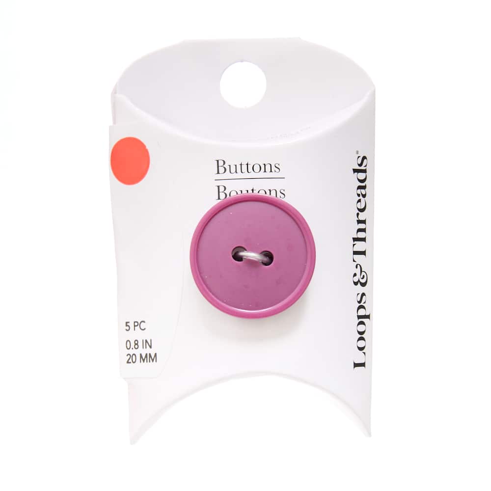 20mm Burgundy Rimmed Round Buttons, 5ct. by Loops & Threads®