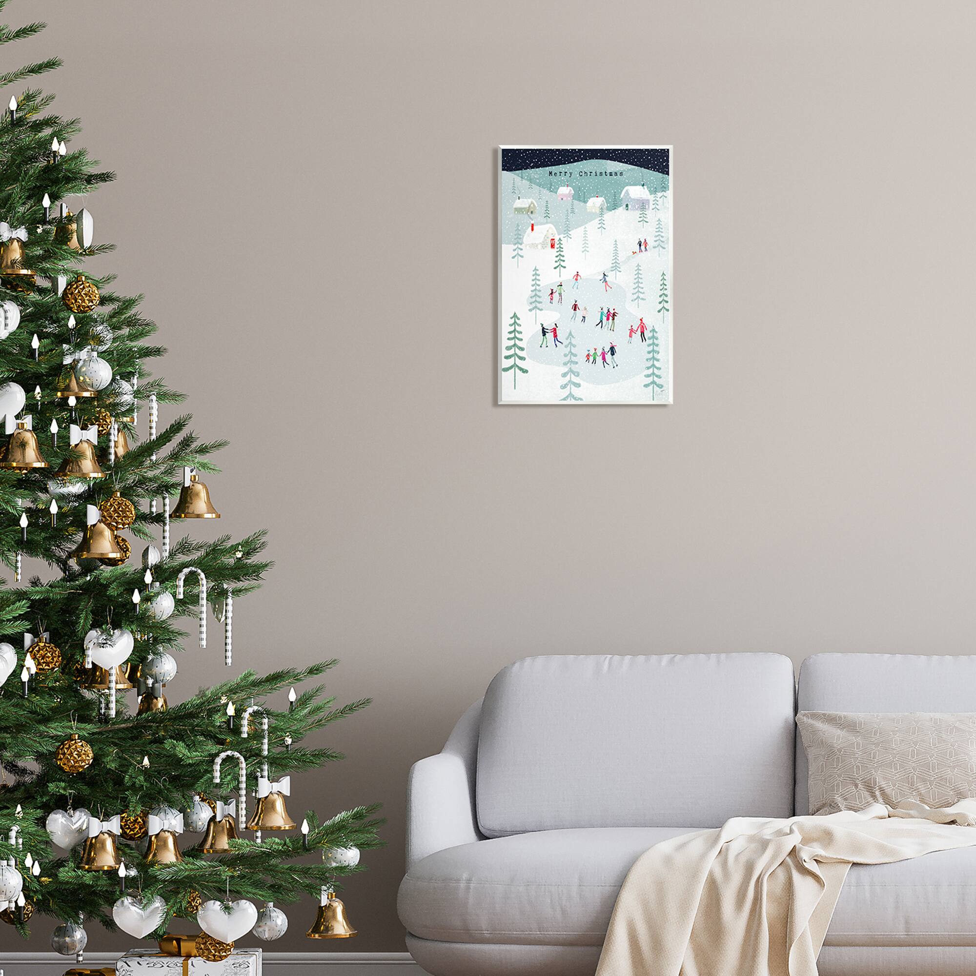 Stupell Industries Merry Christmas Winter Ice Skating Wall Plaque Art