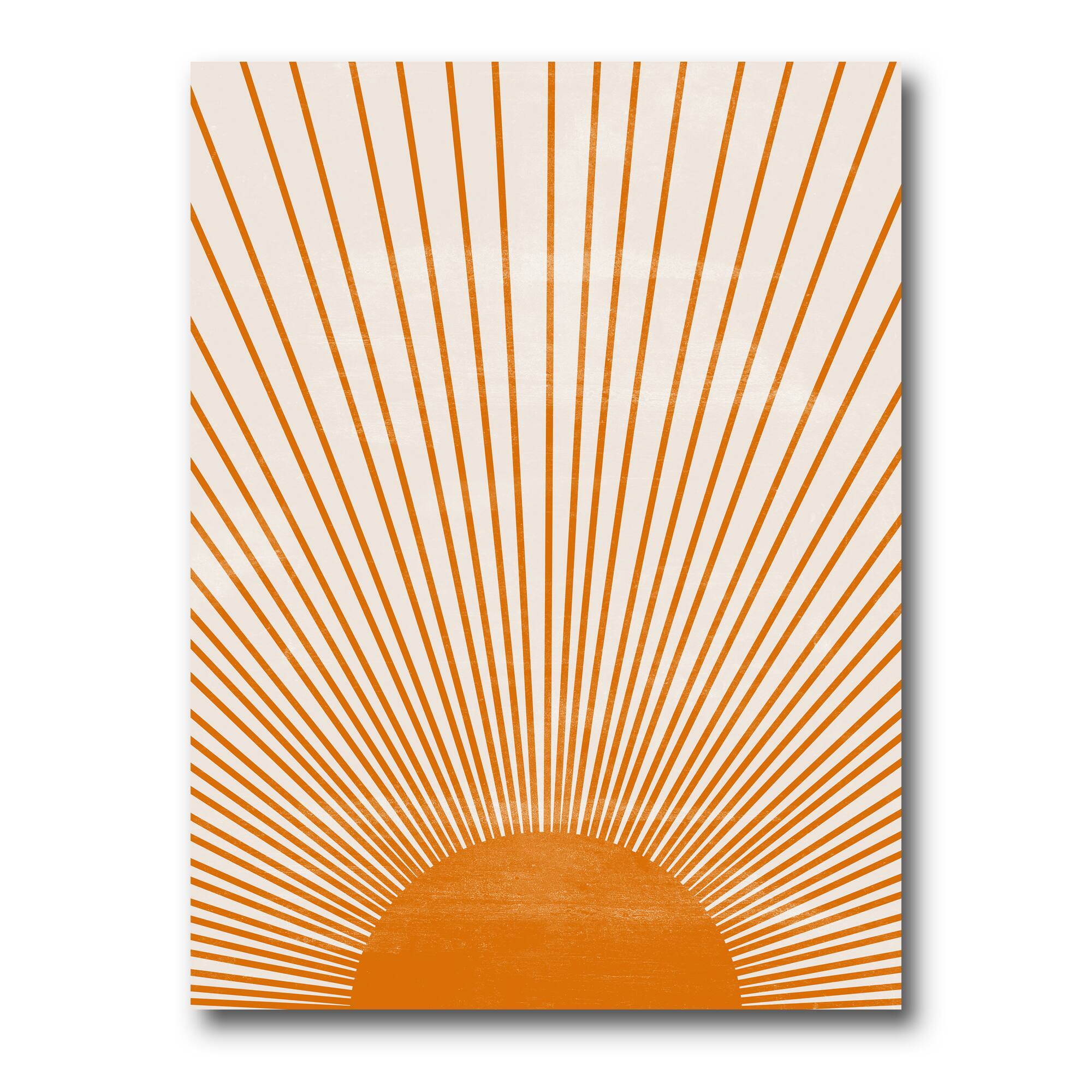Designart - Orange Sun Print III - Modern Canvas Wall Art Print