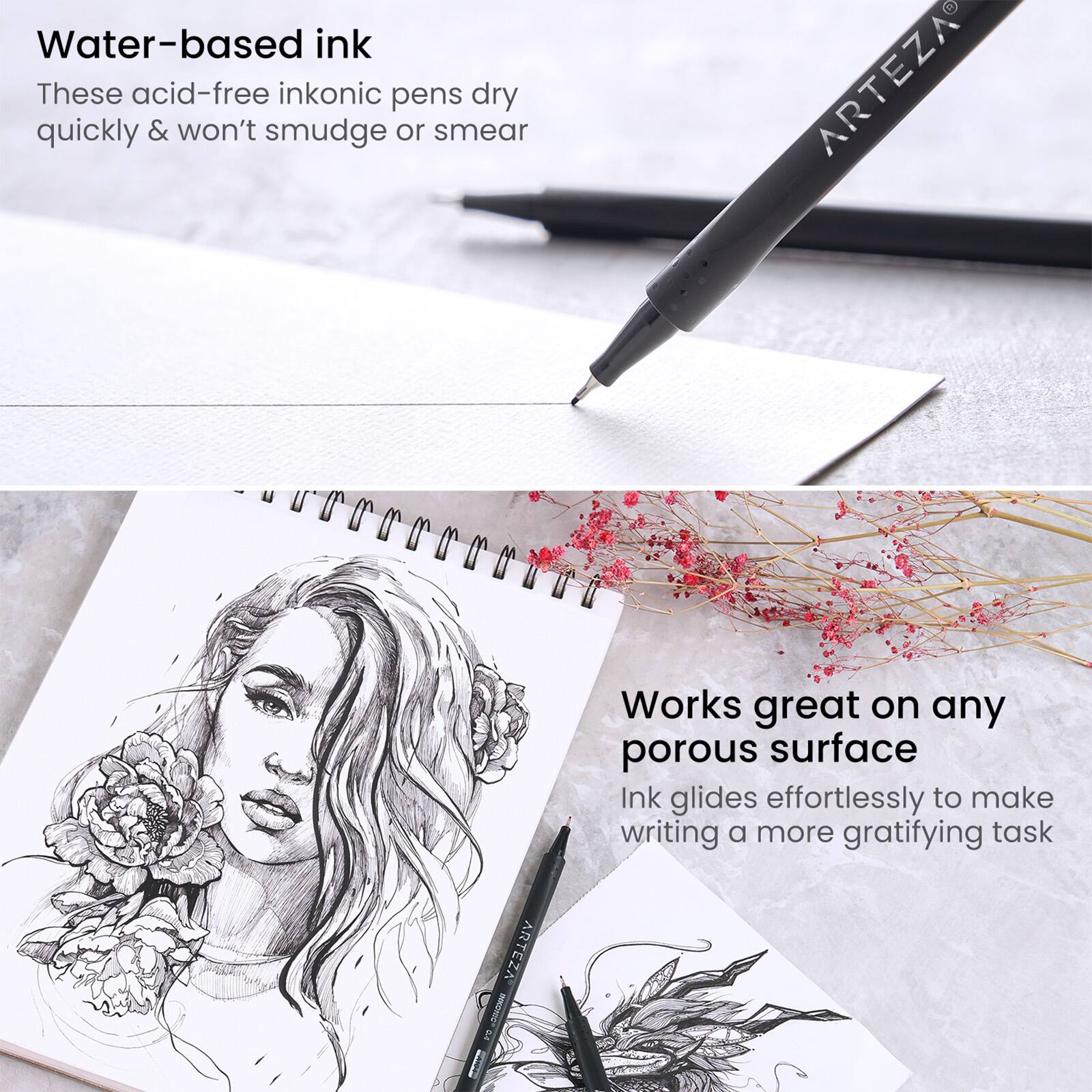 Arteza® Inkonic® 0.4mm Black Fineliner Pens, 12ct.