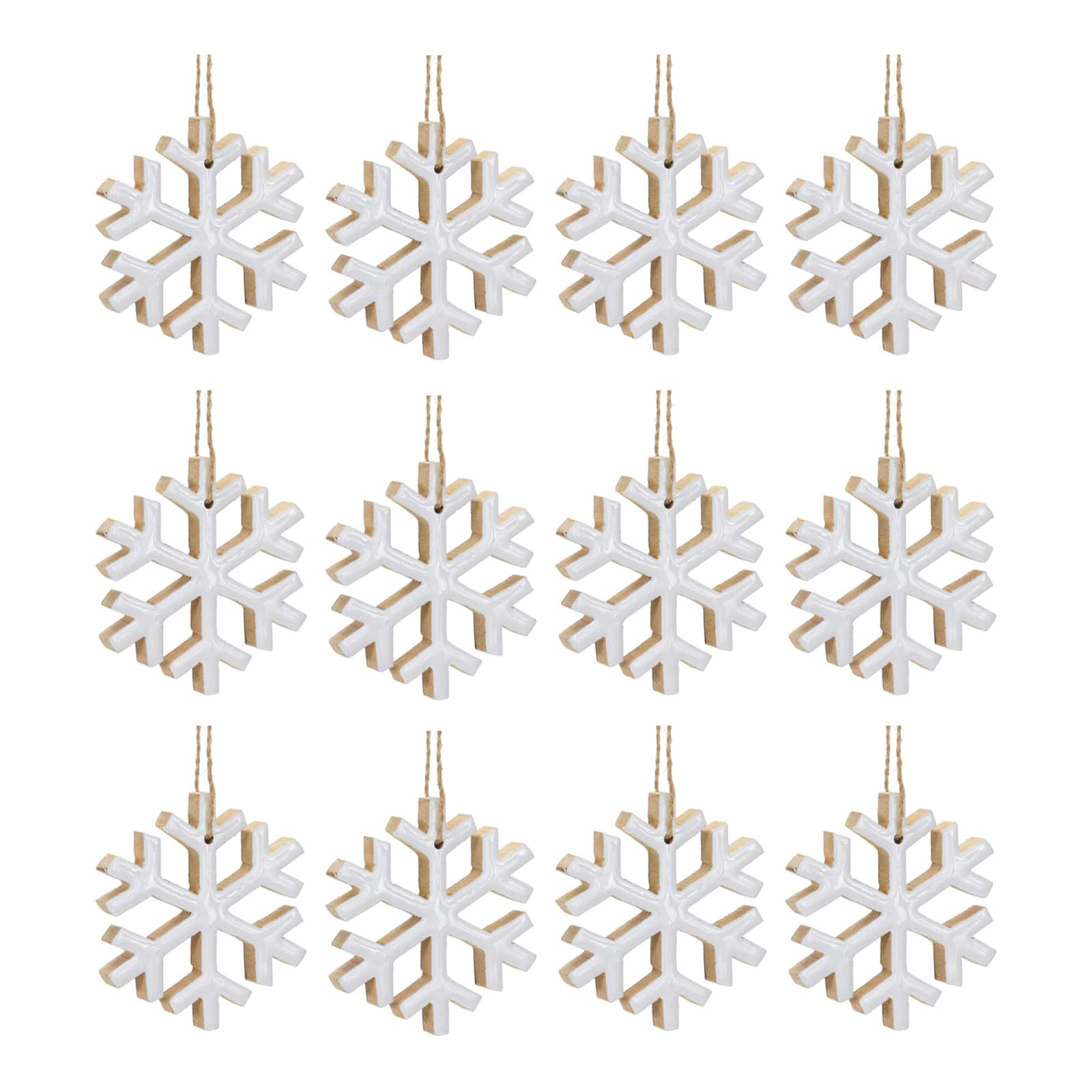 12ct. 4" White Snowflake Ornament