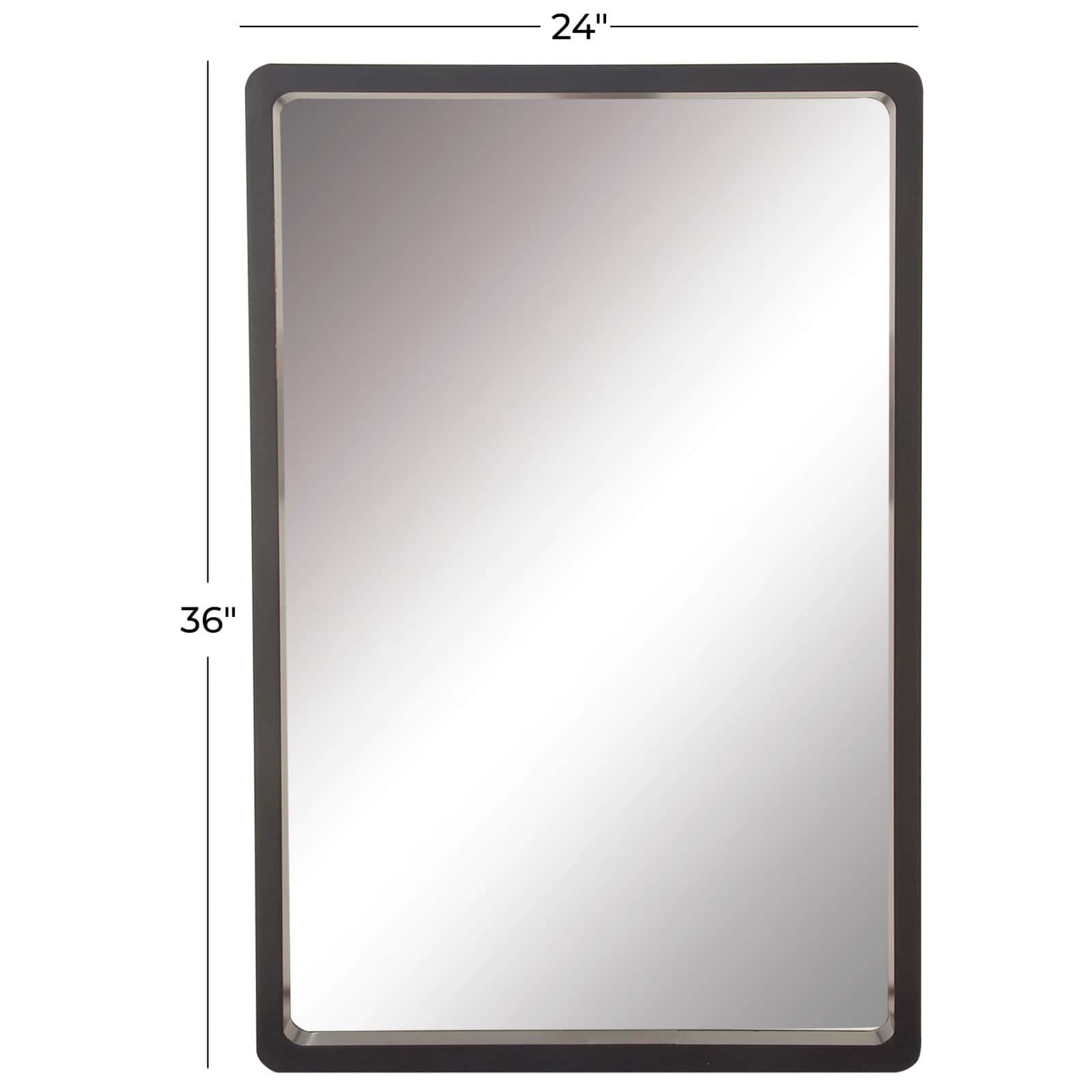 36" Black Contemporary Wood Wall Mirror