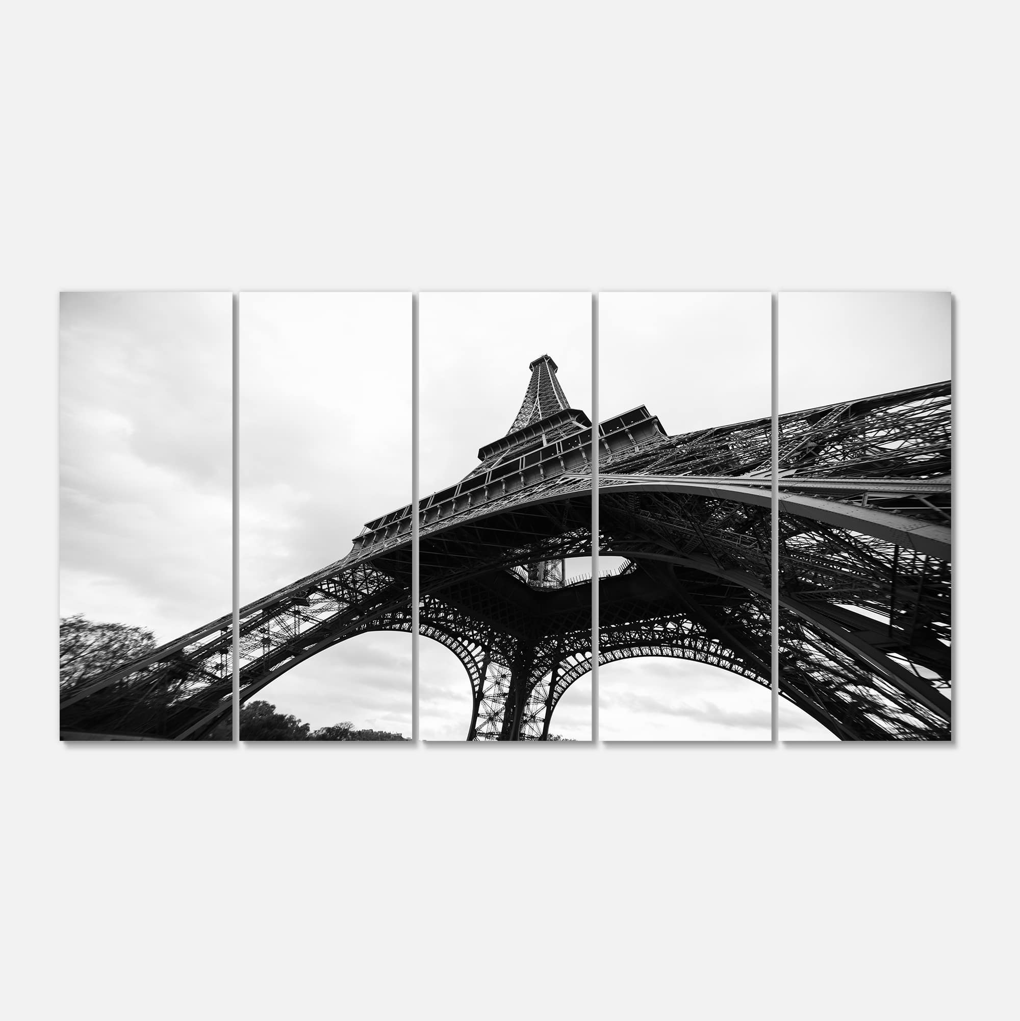Designart - Paris Paris Eiffel Towerin Black and White Side View - Cityscape Canvas Print