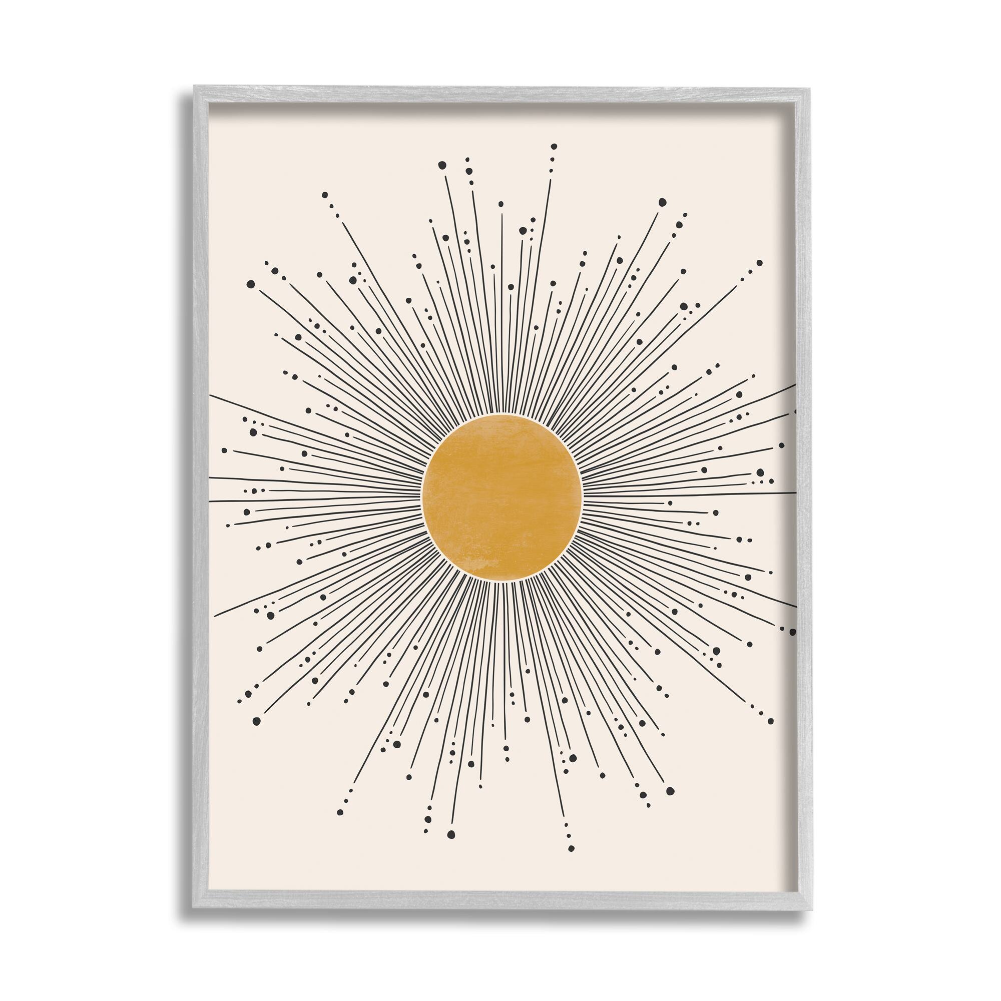 Stupell Industries Art Deco Summer Sun Geometric Line Bursts Framed Wall Art