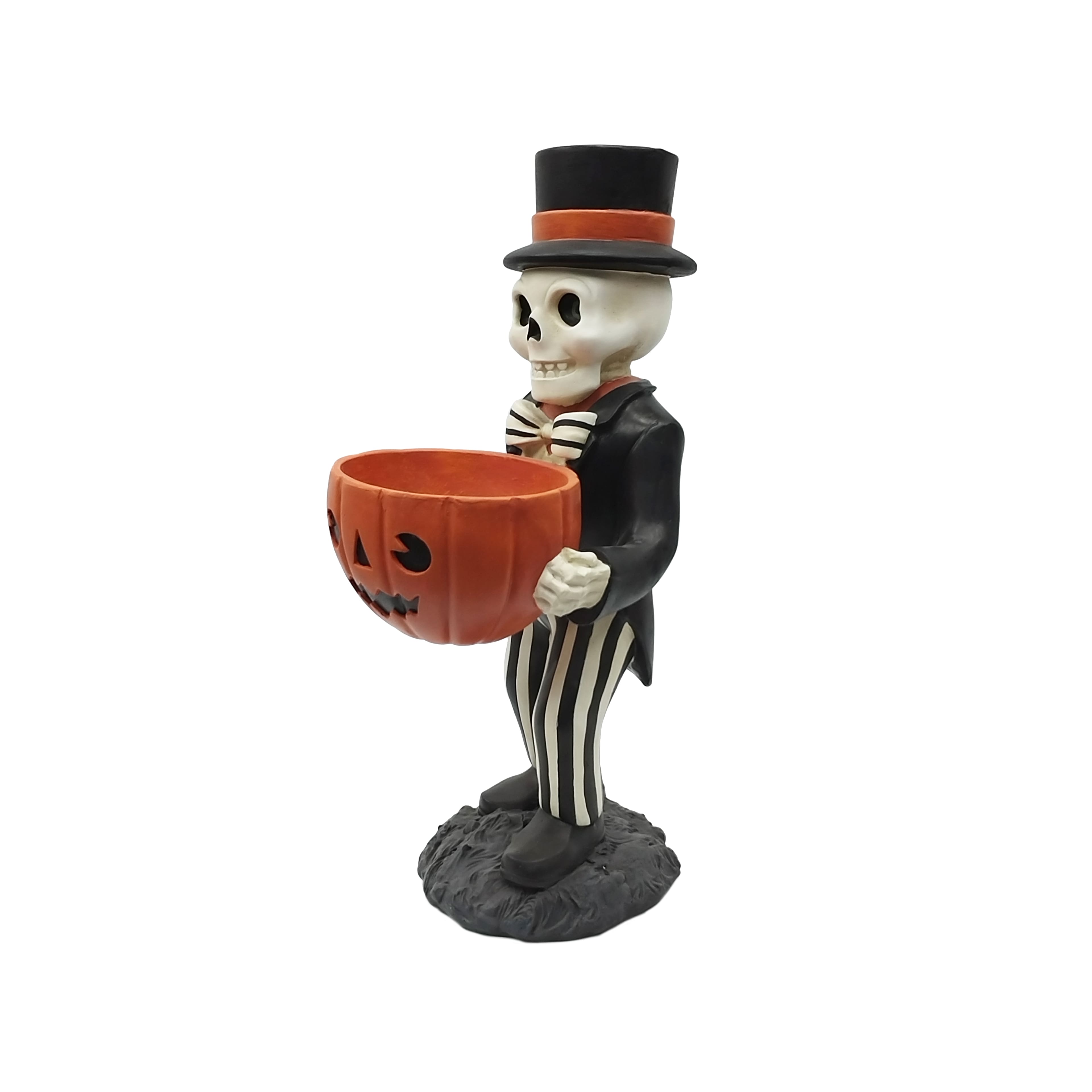 28.25" Skeleton with Jack-o'-Lantern Decorative Bowl by Ashland®
